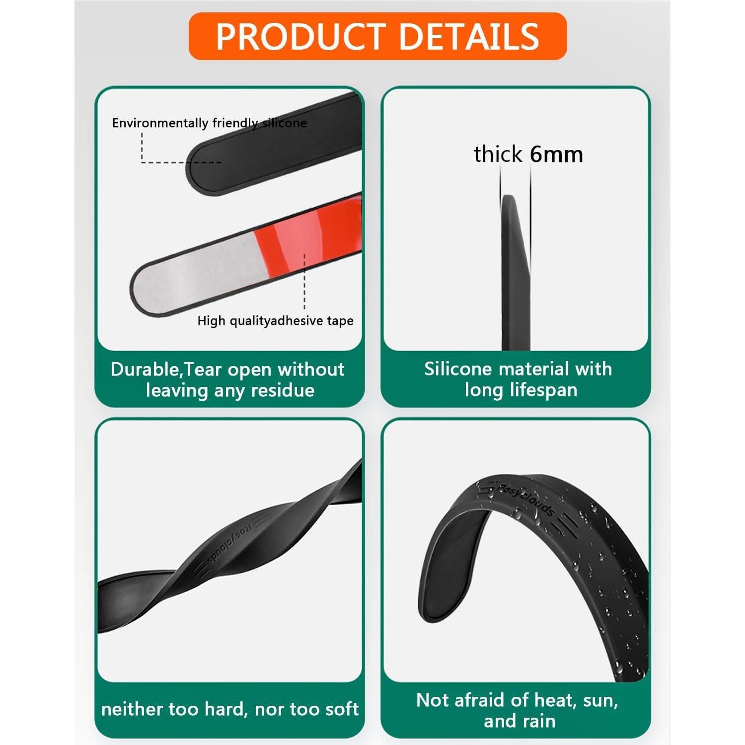 Protector de Bisel de Puerta de Coche muekzru FZ-GJ-BT 4PCS Negro