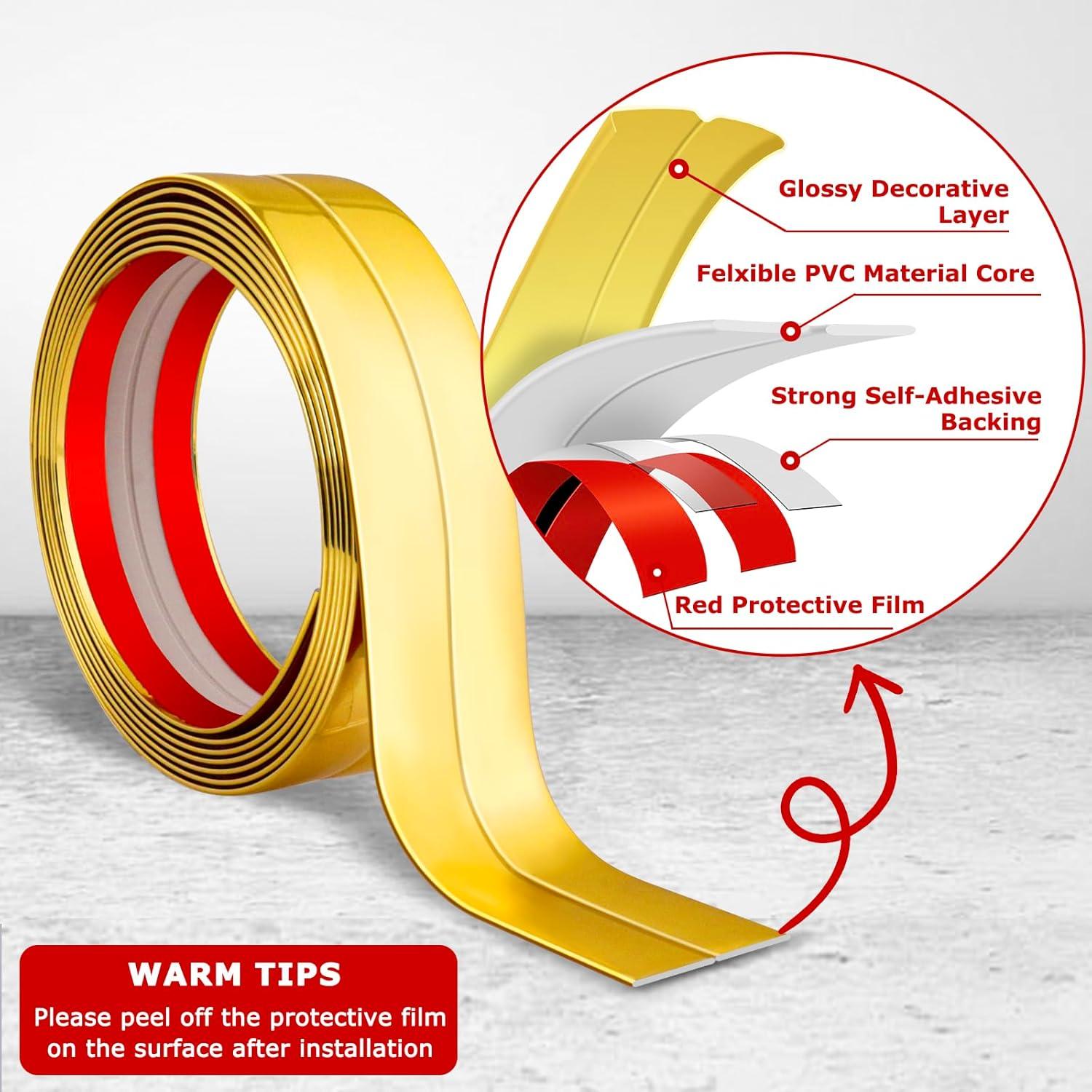 Protector de Esquina de Pared LSGCQ Oro 2 cm x 3 m PVC