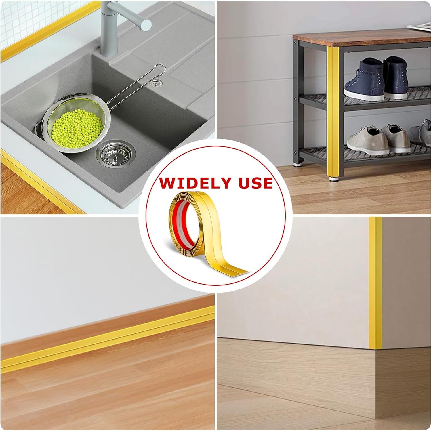 Protector de Esquina de Pared LSGCQ Oro 2 cm x 3 m PVC