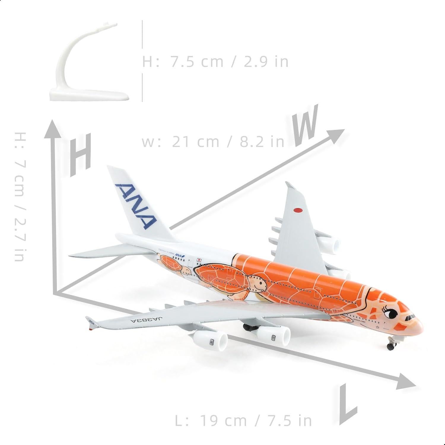 Modelo Airbus A380 QIYUMOKE Naranja 18x20x6 cm con Soporte
