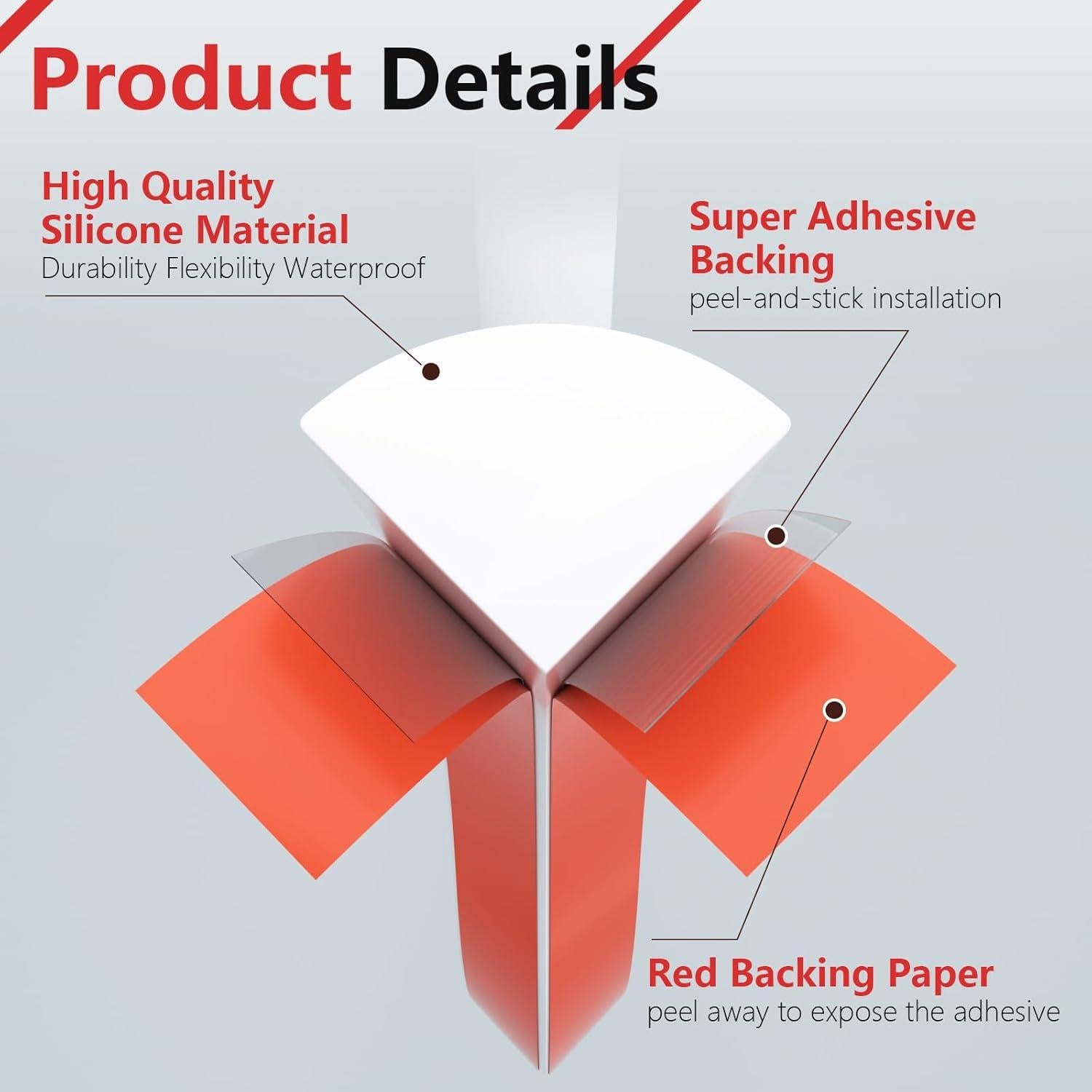 Moldura de Silicona Flexible Autoadhesiva 99cm Blanca