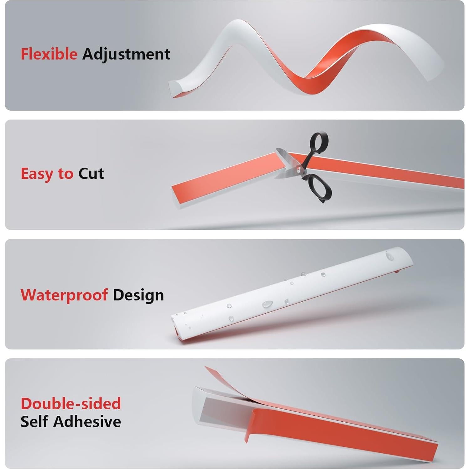 Moldura de Silicona Flexible Autoadhesiva 99cm Blanca