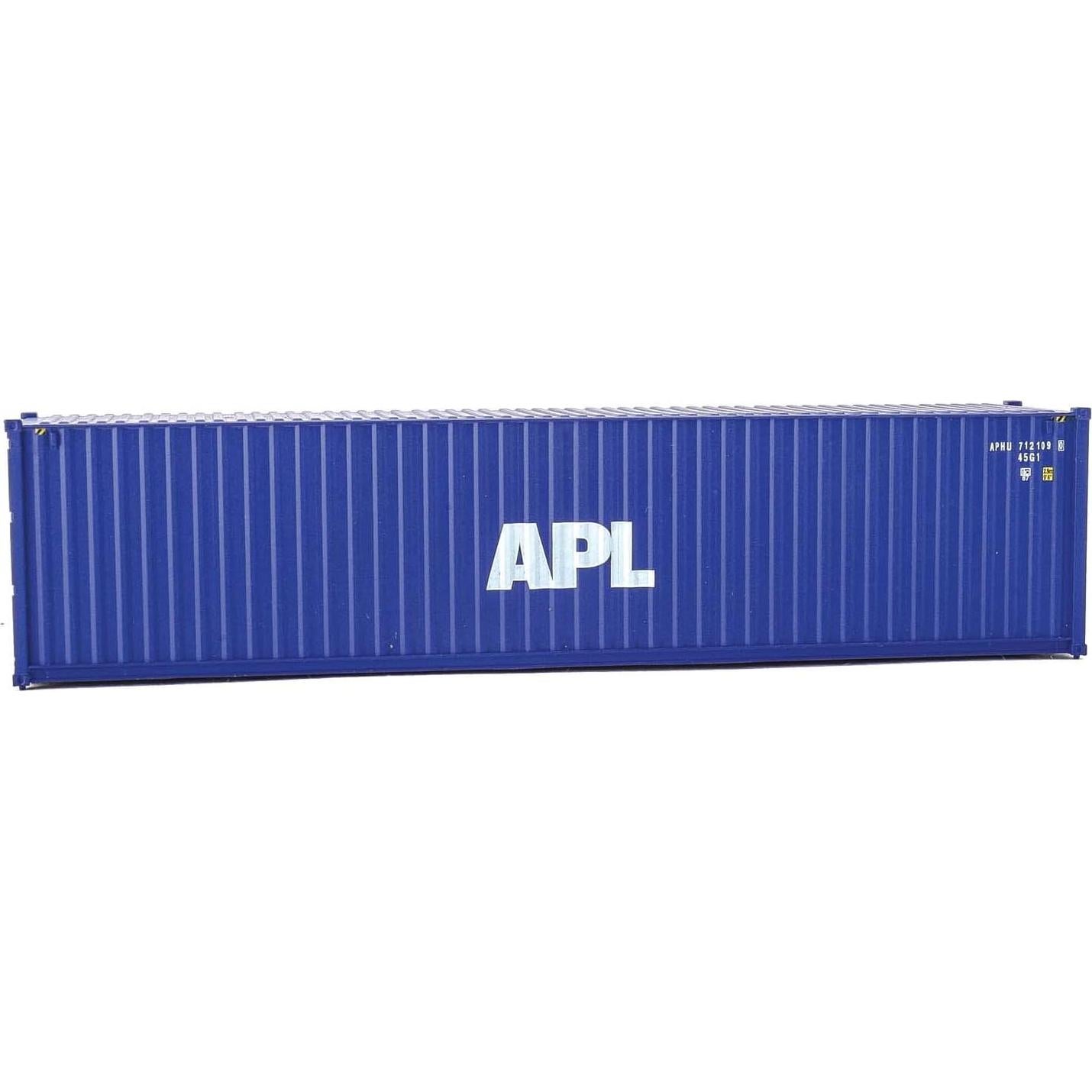 Contenedor 40' Hi Cube APL Walthers Escala HO Azul Blanco