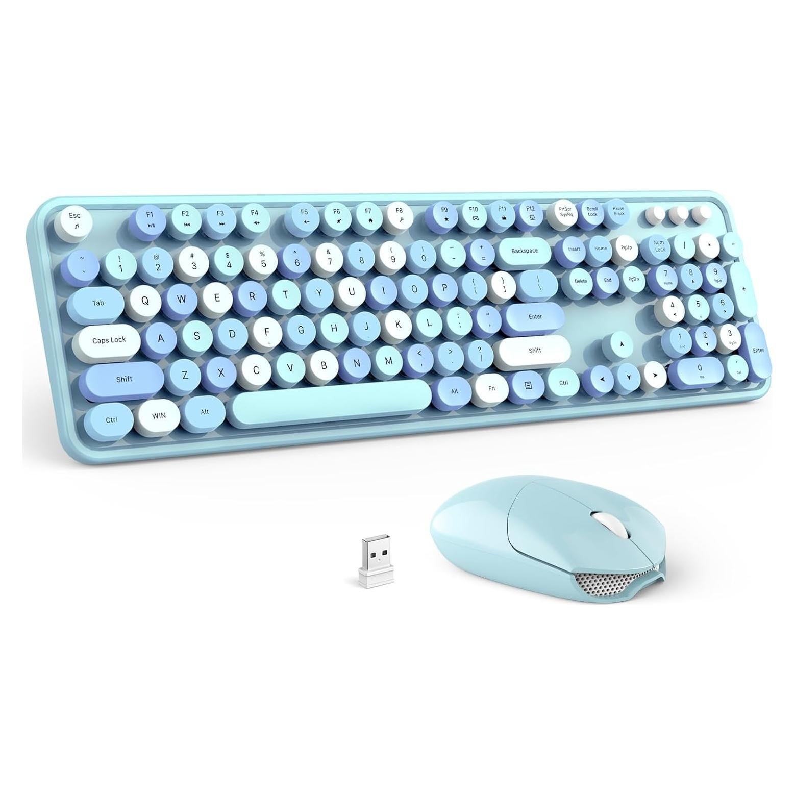 Combo Teclado y Ratón Inalámbrico GEEZER Azul Cielo 104 Teclas