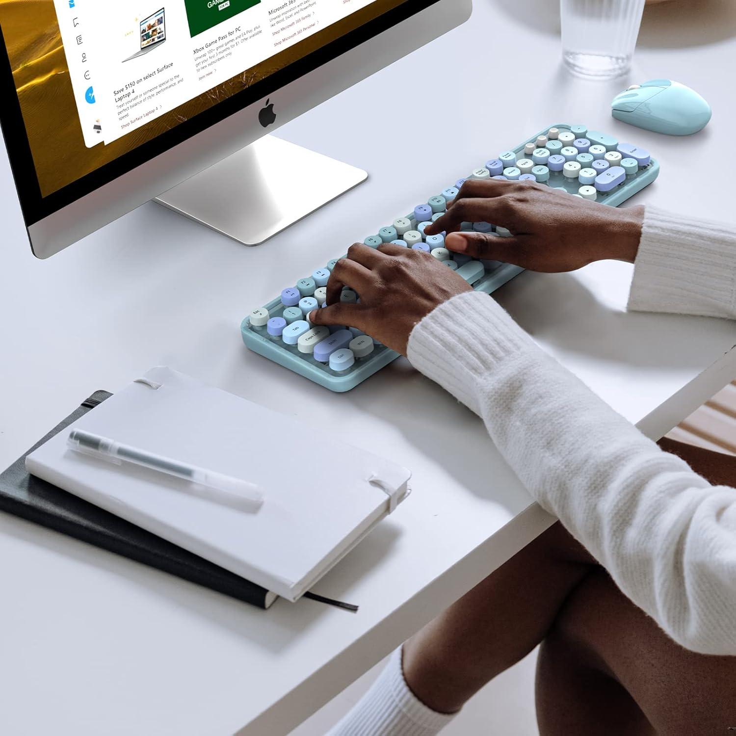 Combo Teclado y Ratón Inalámbrico GEEZER Azul Cielo 104 Teclas