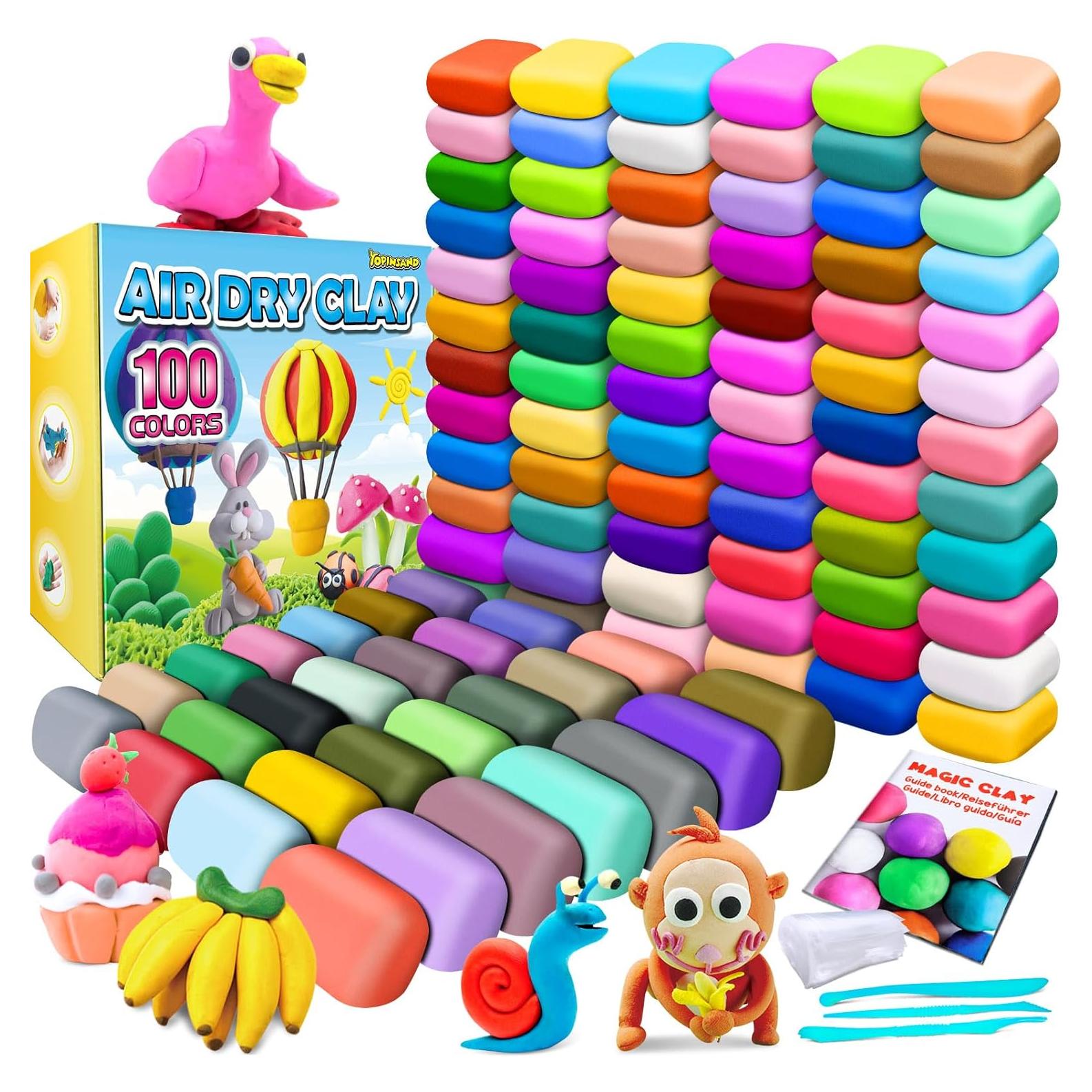 Arcilla Secada al Aire YOPINSAND 100 Colores para Niños