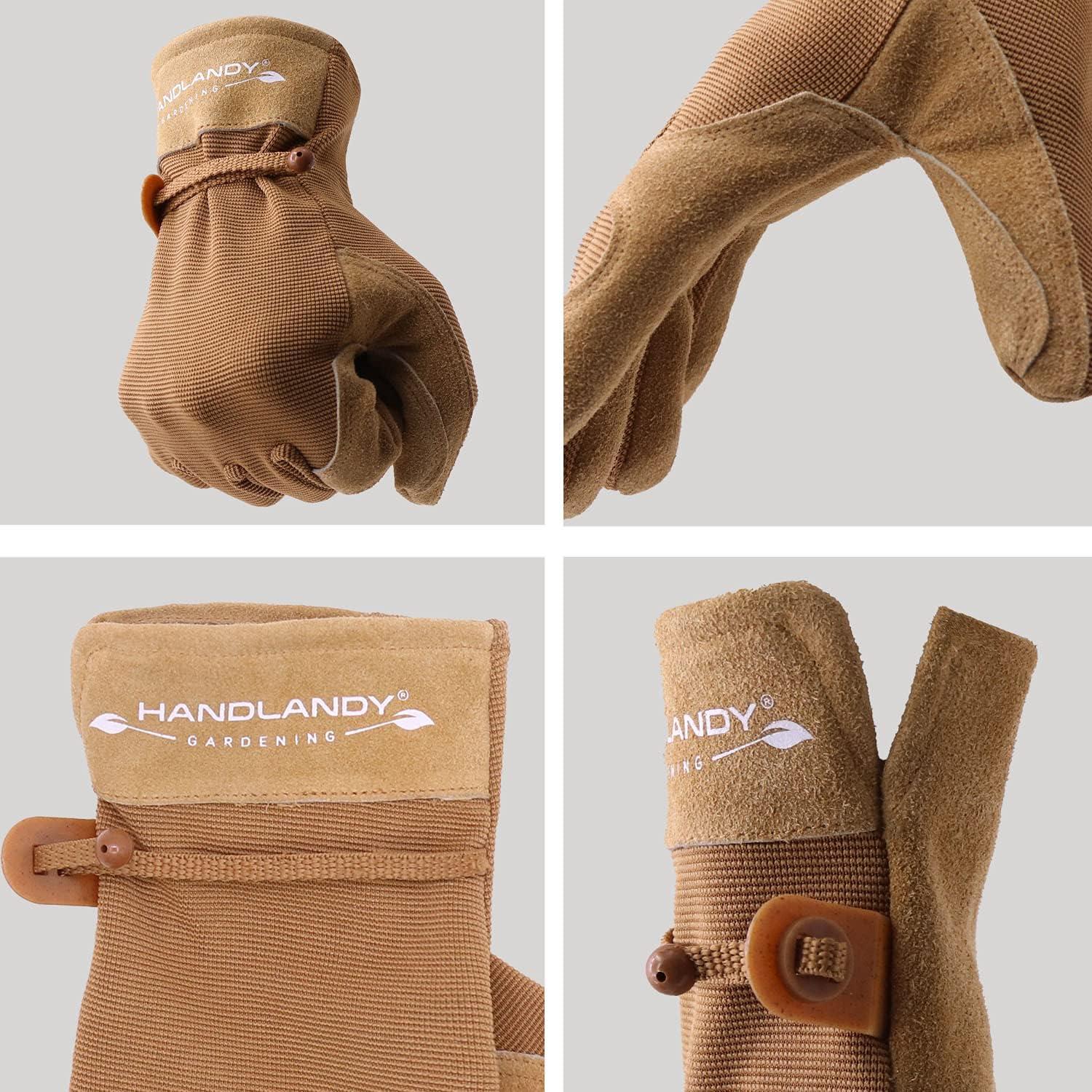 Guantes de Trabajo HLDD HANDLANDY para Mujeres - Cuero Marrón