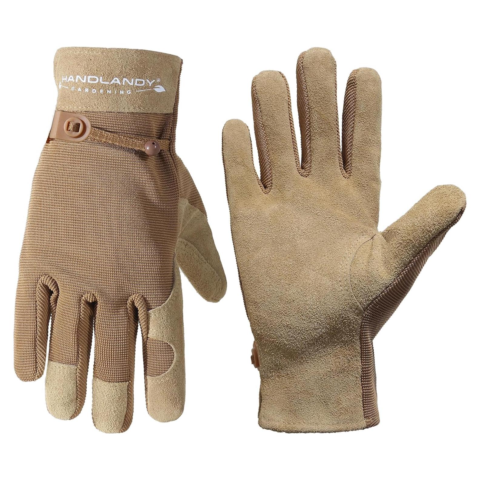 Guantes de Trabajo HLDD HANDLANDY para Mujeres - Cuero Marrón