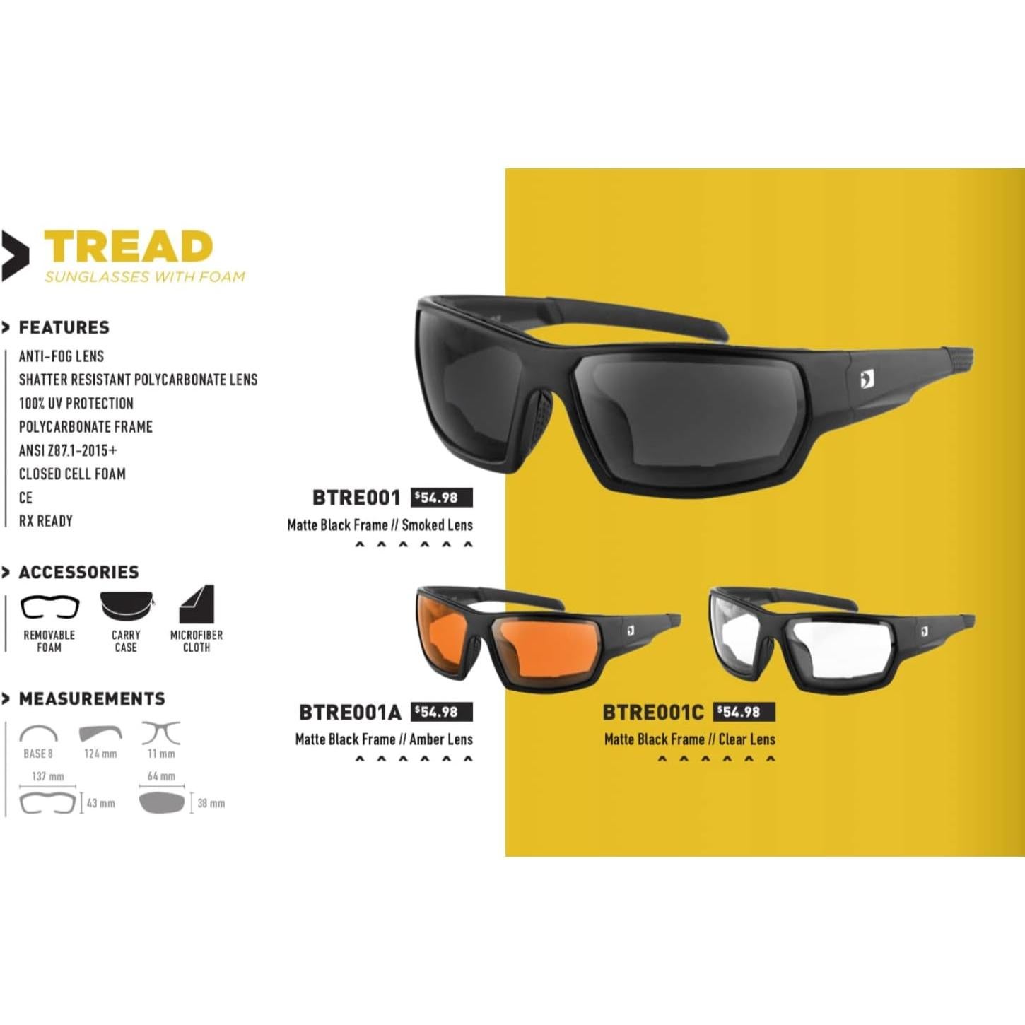 Gafas de Sol Bobster Tread, Marco Negro Mate, Lente Ámbar