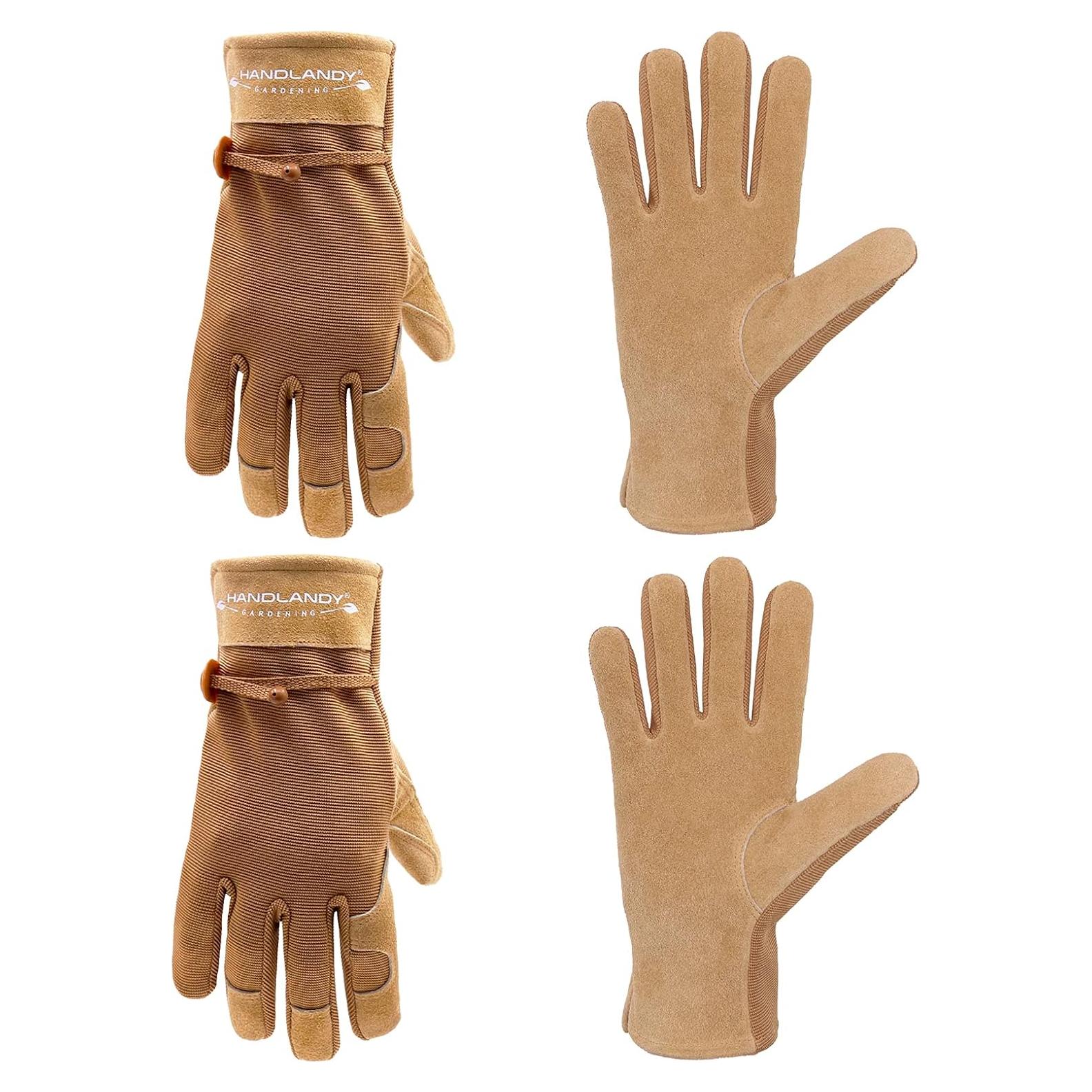 Guantes de trabajo HLDD HANDLANDY para mujeres - Cuero Marrón