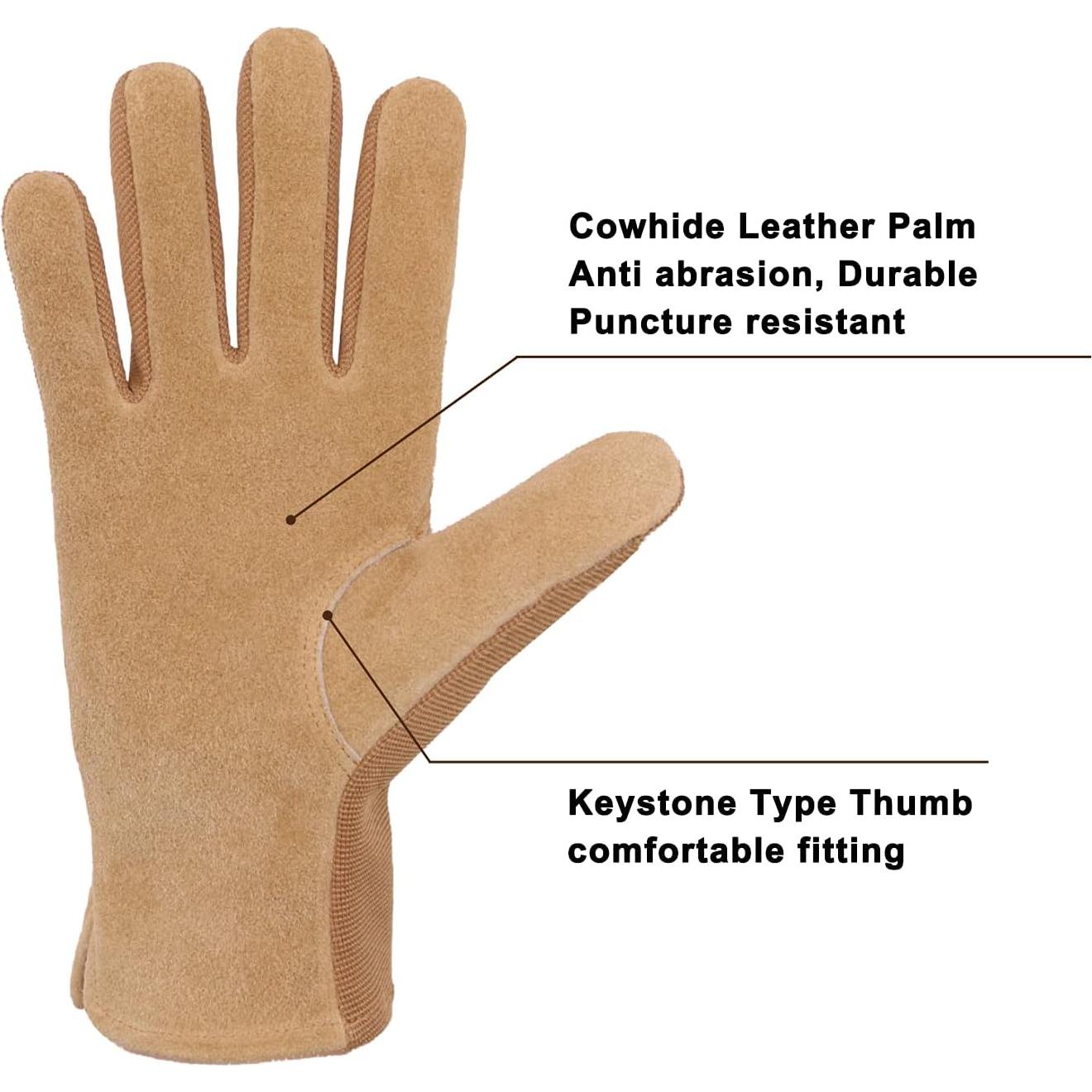 Guantes de trabajo HLDD HANDLANDY para mujeres - Cuero Marrón