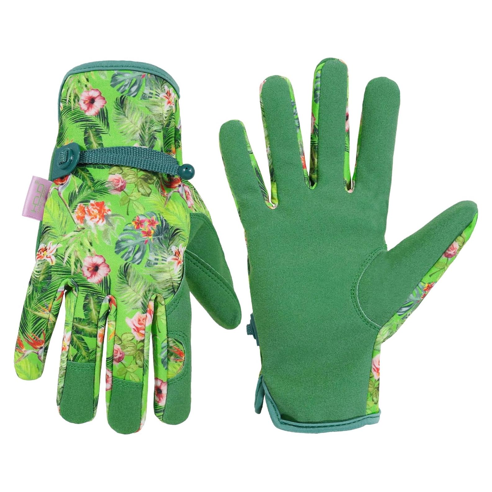 Guantes de Trabajo HLDD HANDLANDY para Mujeres - Cuero Verde