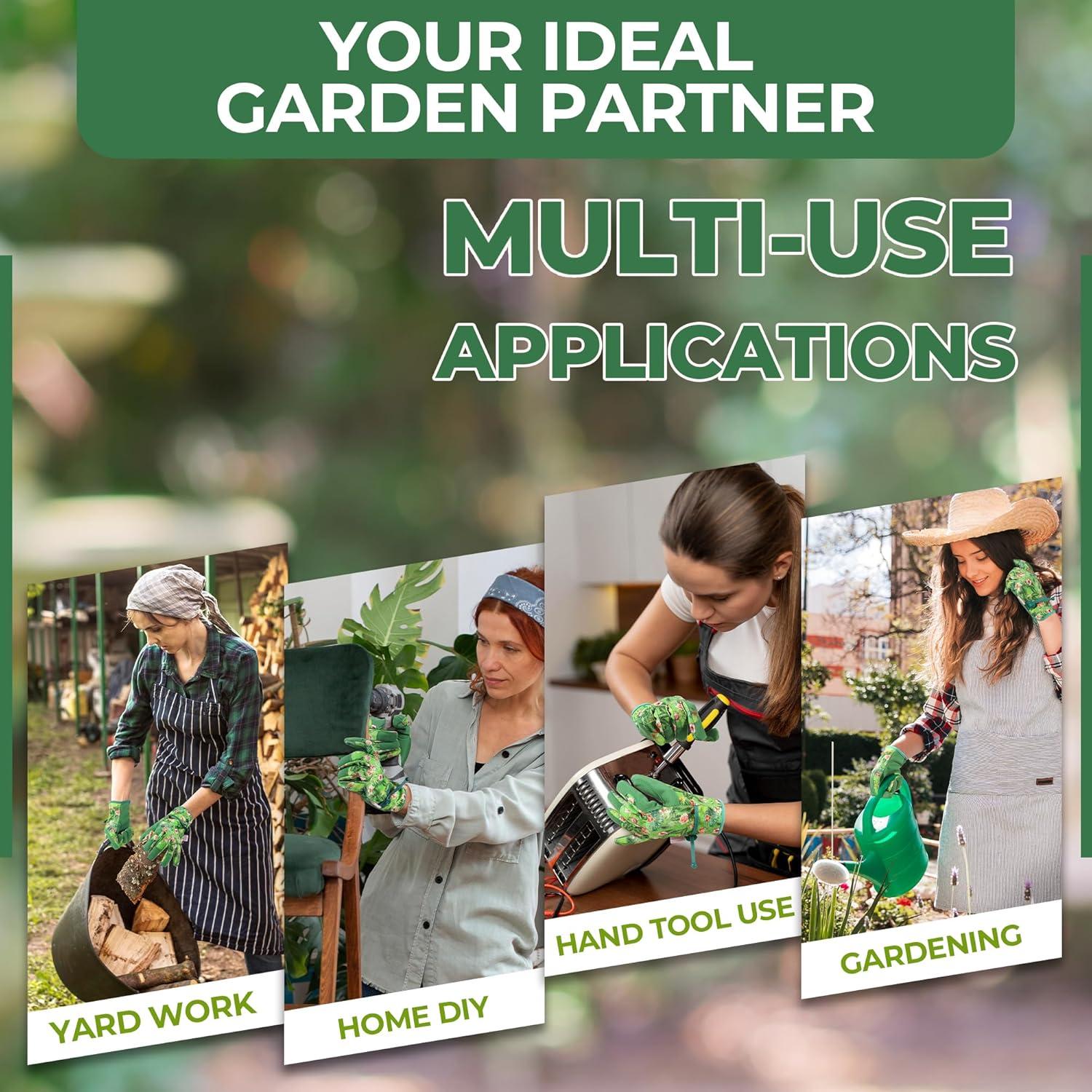 Guantes de Trabajo HLDD HANDLANDY para Mujeres - Cuero Verde