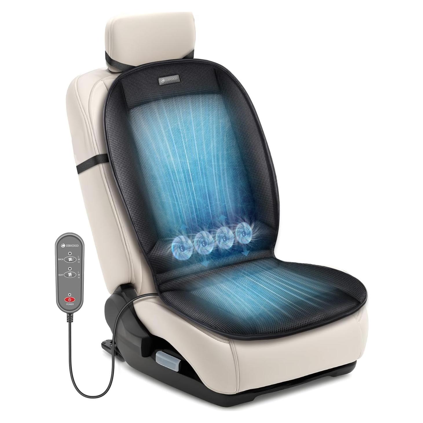 CooCoCo Almohadilla de Asiento Ventilada para Coche Negro