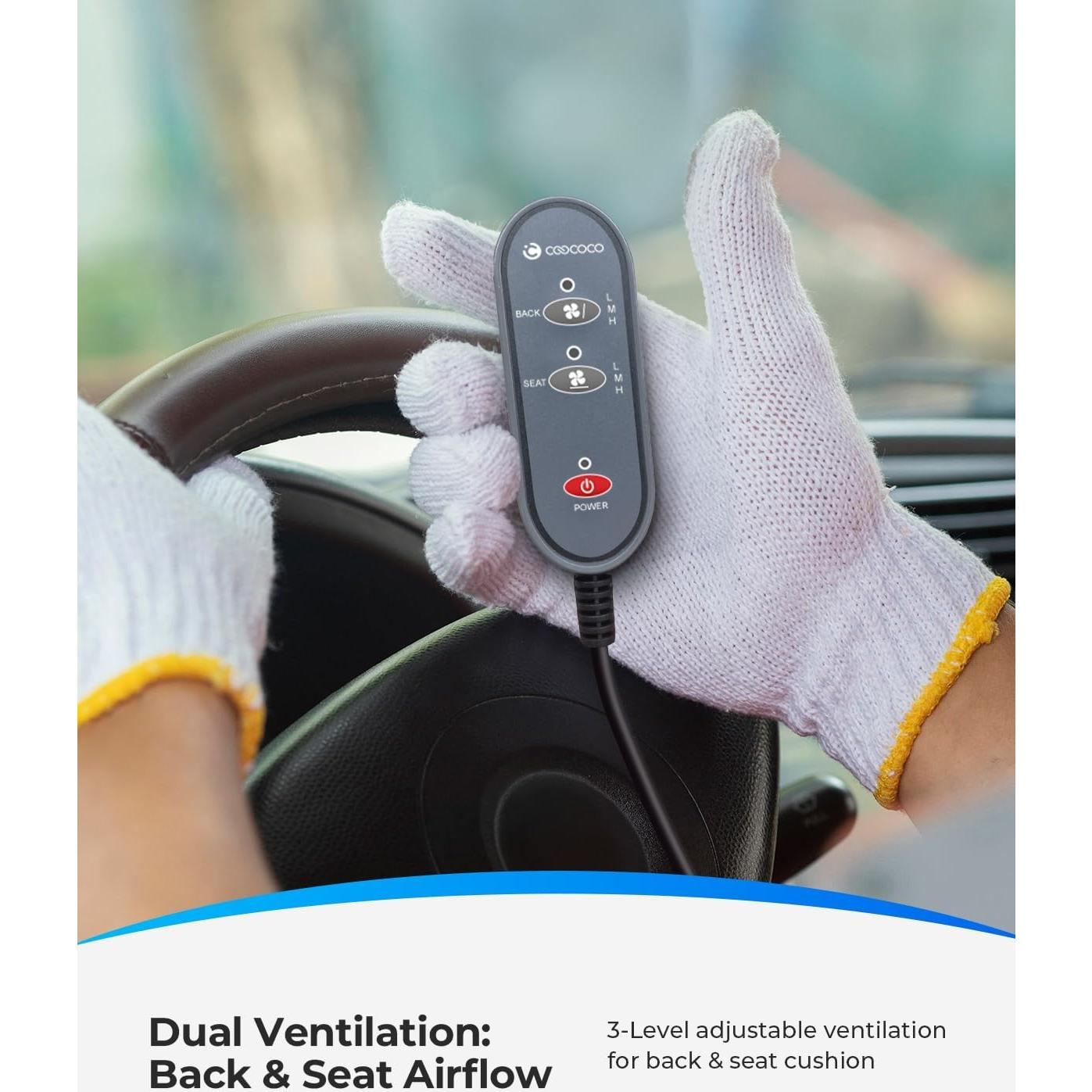 CooCoCo Almohadilla de Asiento Ventilada para Coche Negro