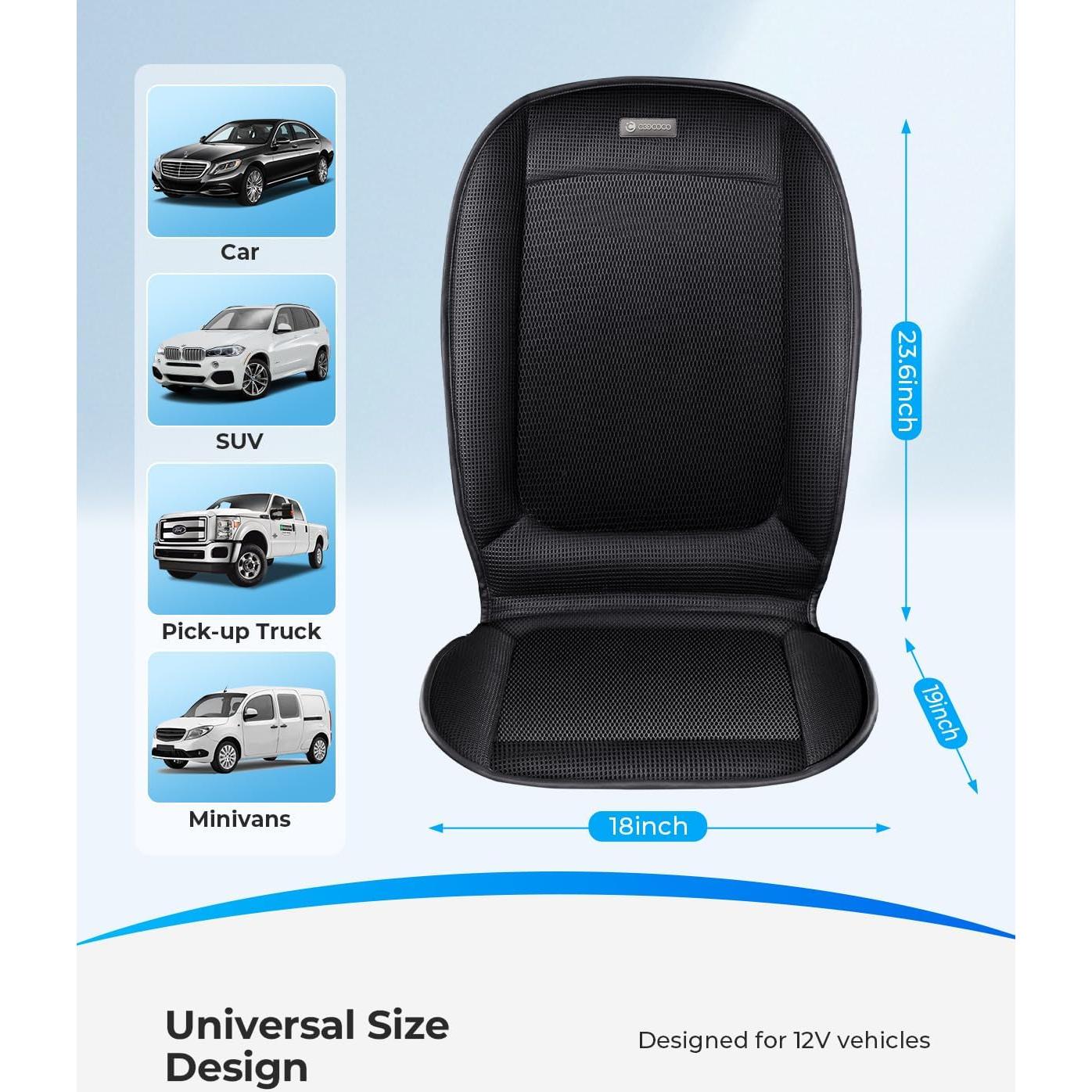 CooCoCo Almohadilla de Asiento Ventilada para Coche Negro