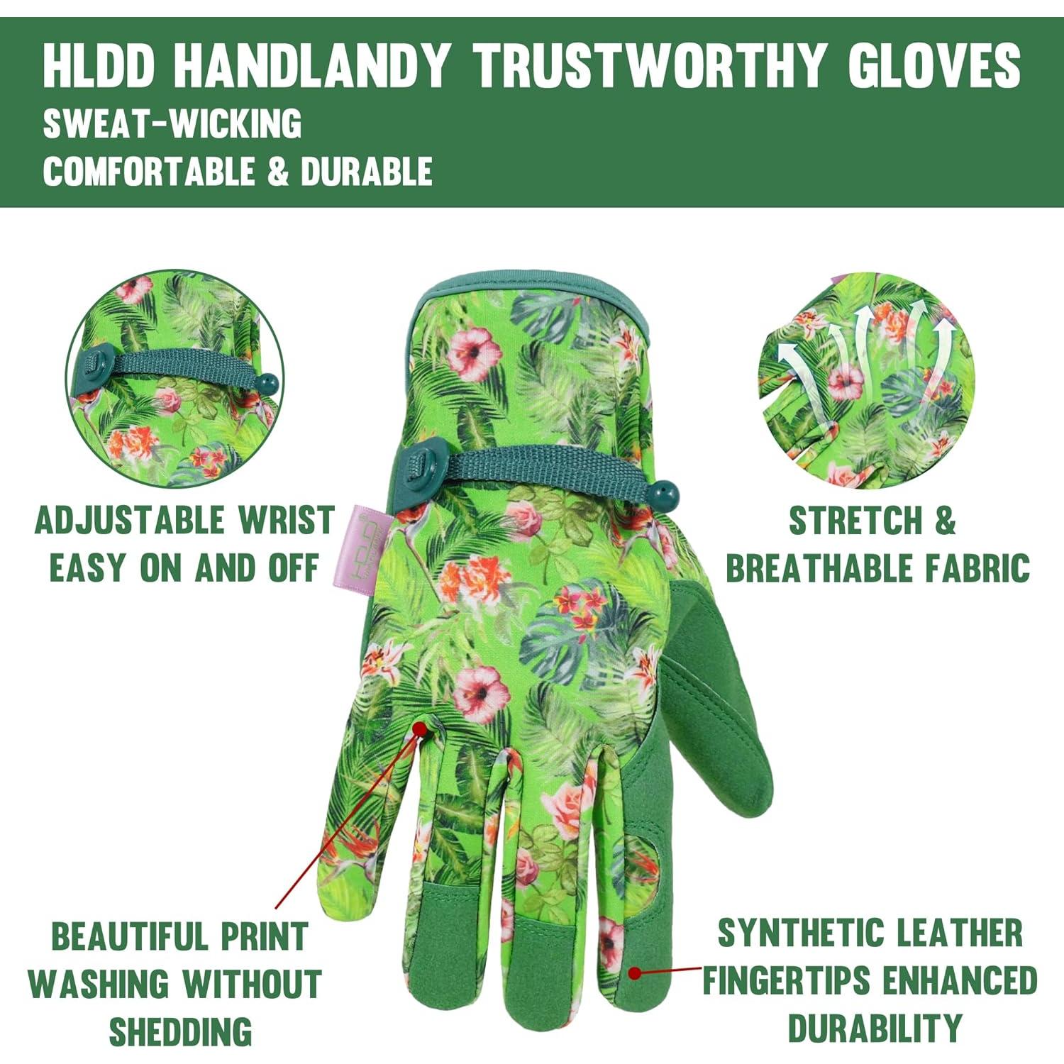 Guantes de Trabajo HLDD HANDLANDY para Mujeres - Cuero Verde