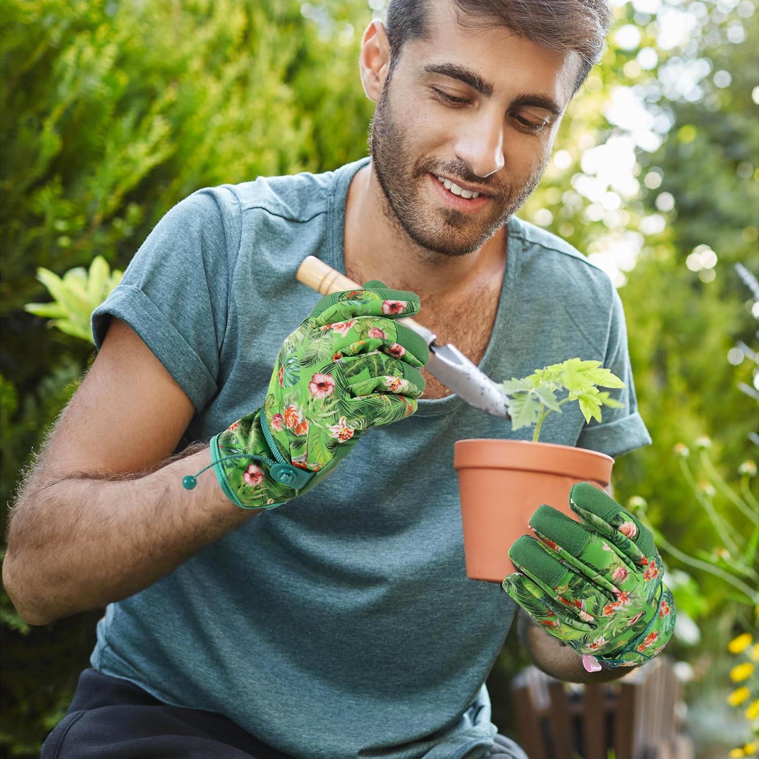 Guantes de Trabajo HLDD HANDLANDY para Mujeres - Cuero Verde