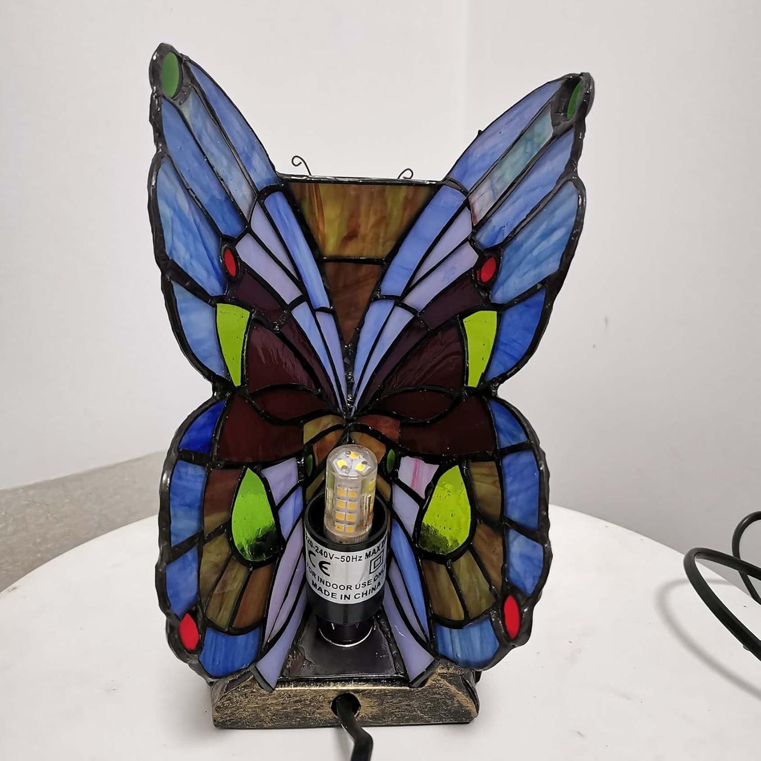 Lámpara de Mesa Tiffany Bieye L10042 Vidrio Templado Multicolor