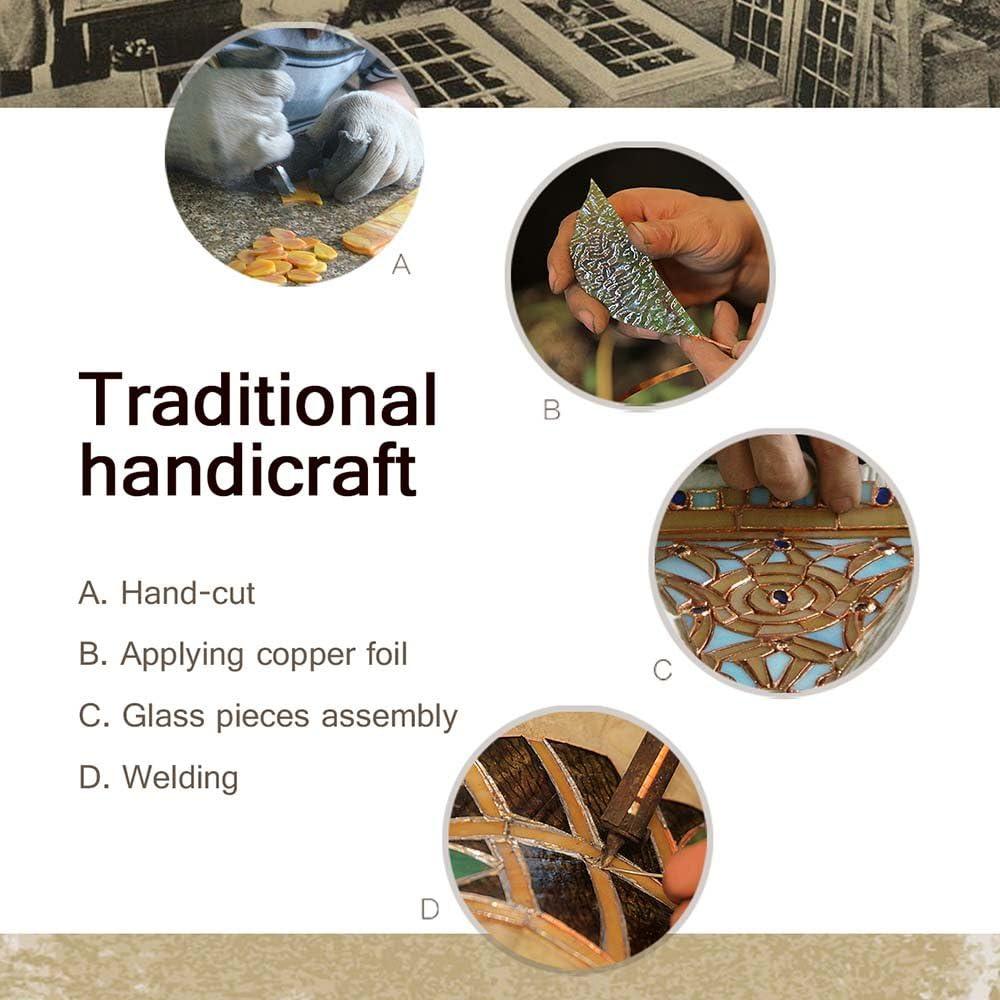 Lámpara de Mesa Tiffany Bieye L10042 Vidrio Templado Multicolor