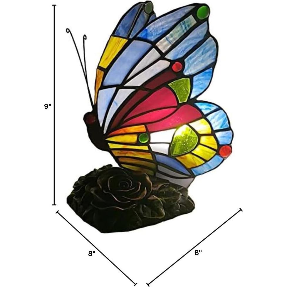 Lámpara de Mesa Tiffany Bieye L10042 Vidrio Templado Multicolor