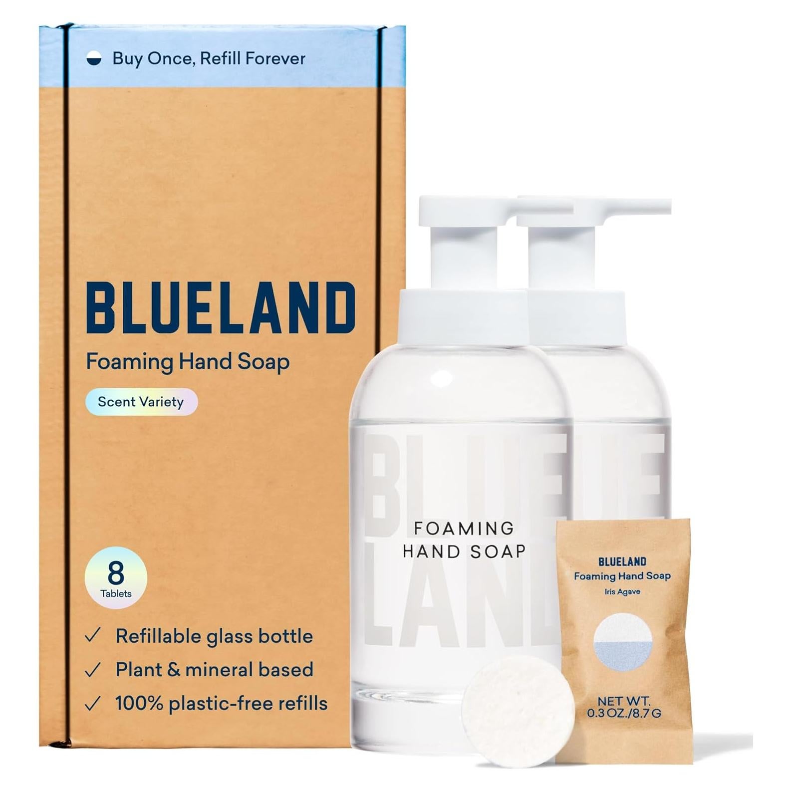 Dúo de Jabón de Mano Espumoso BLUELAND, 2 Dispensadores 266 ml