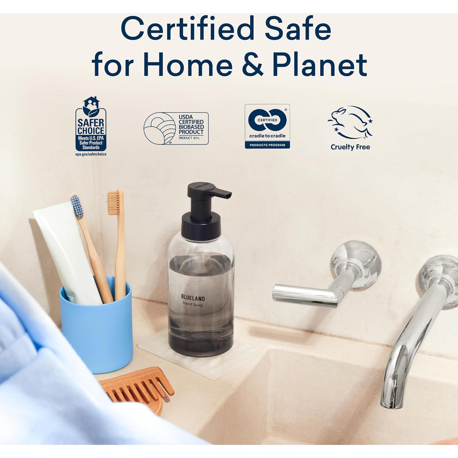 Dúo de Jabón de Mano Espumoso BLUELAND, 2 Dispensadores 266 ml