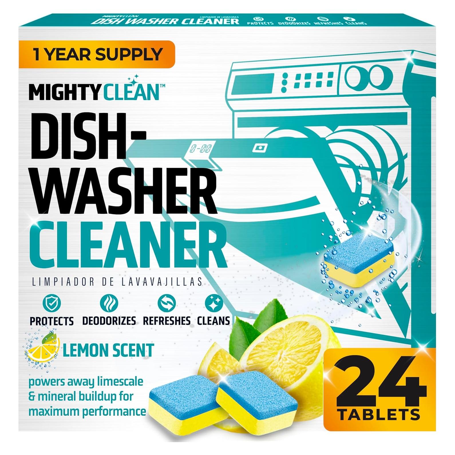 Limpiador y Desodorante de Lavavajillas MIGHTY CLEAN 24 Tabletas