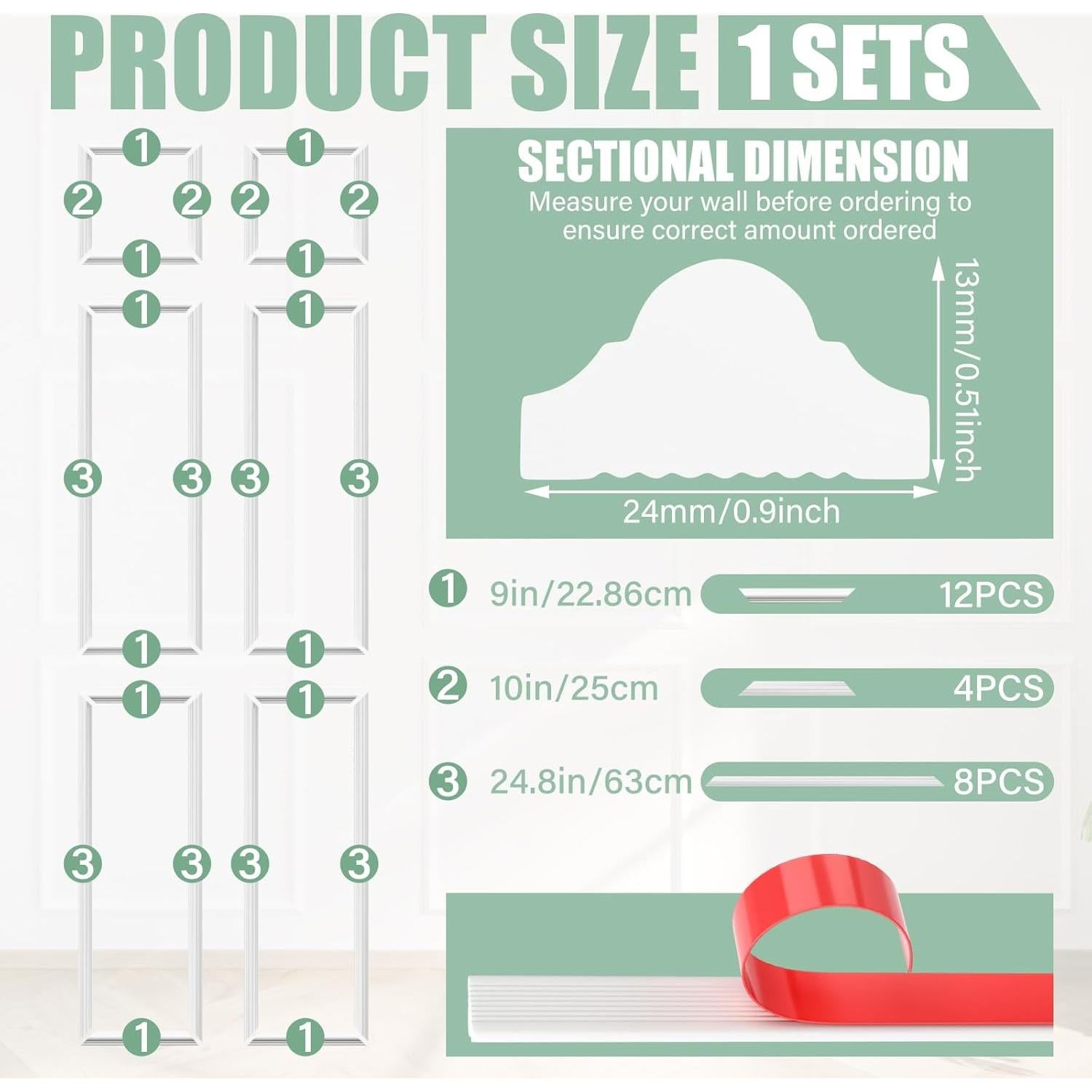 Kit de Molduras Autoadhesivas para Puertas Colingmill 24 Piezas