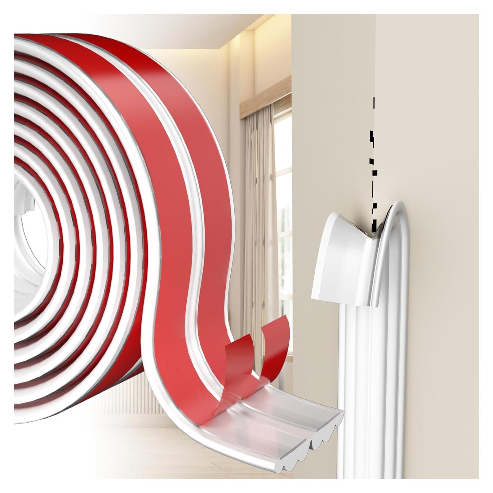 Protector de Esquina de Pared Nayotaa 3.29m Goma Flexible Blanco