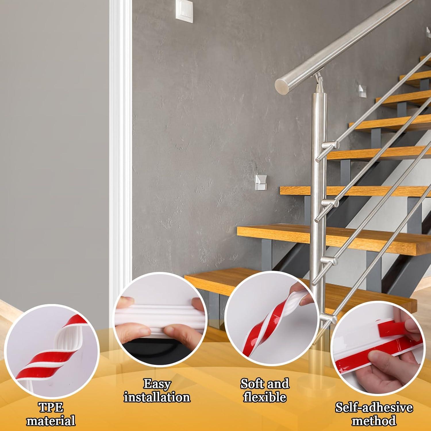 Protector de Esquina de Pared Nayotaa 3.29m Goma Flexible Blanco