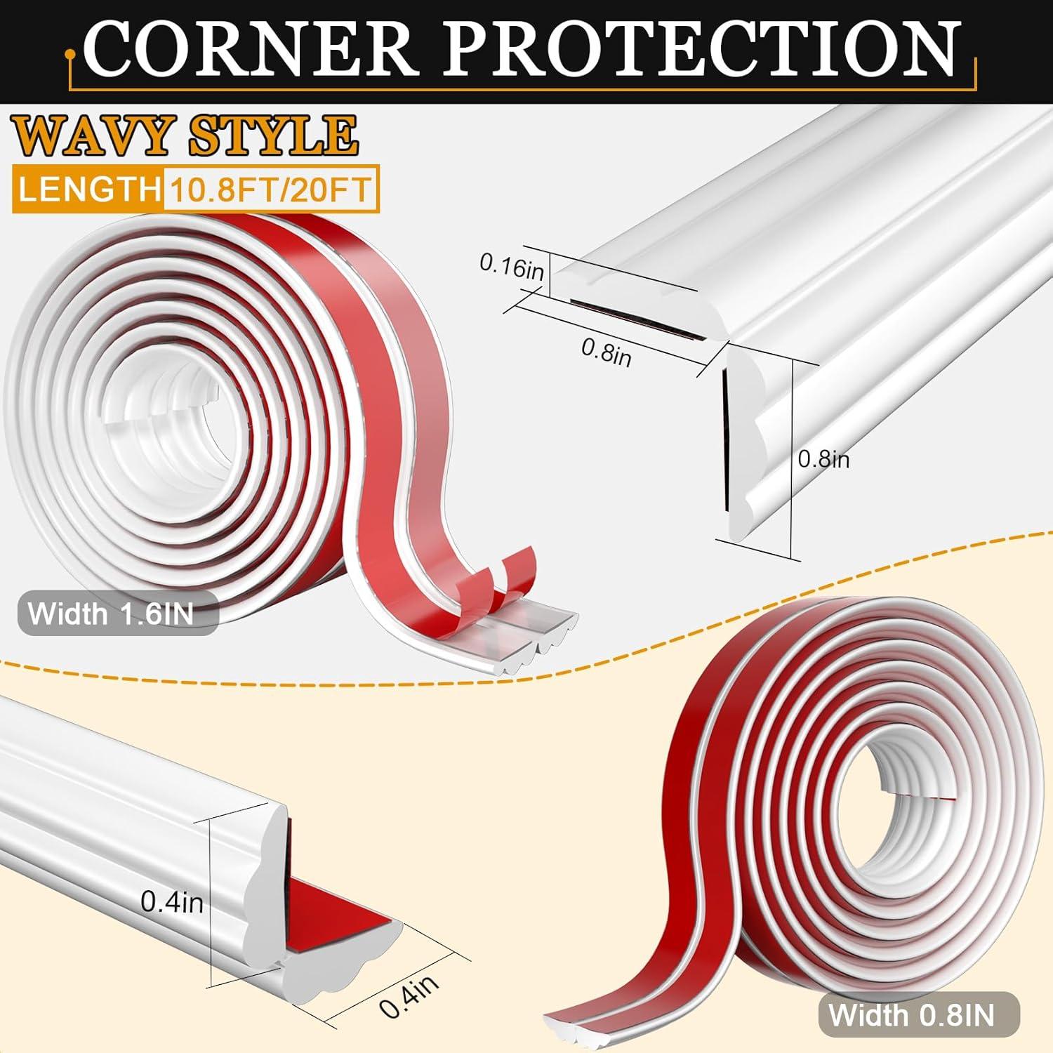 Protector de Esquina de Pared Nayotaa 3.29m Goma Flexible Blanco