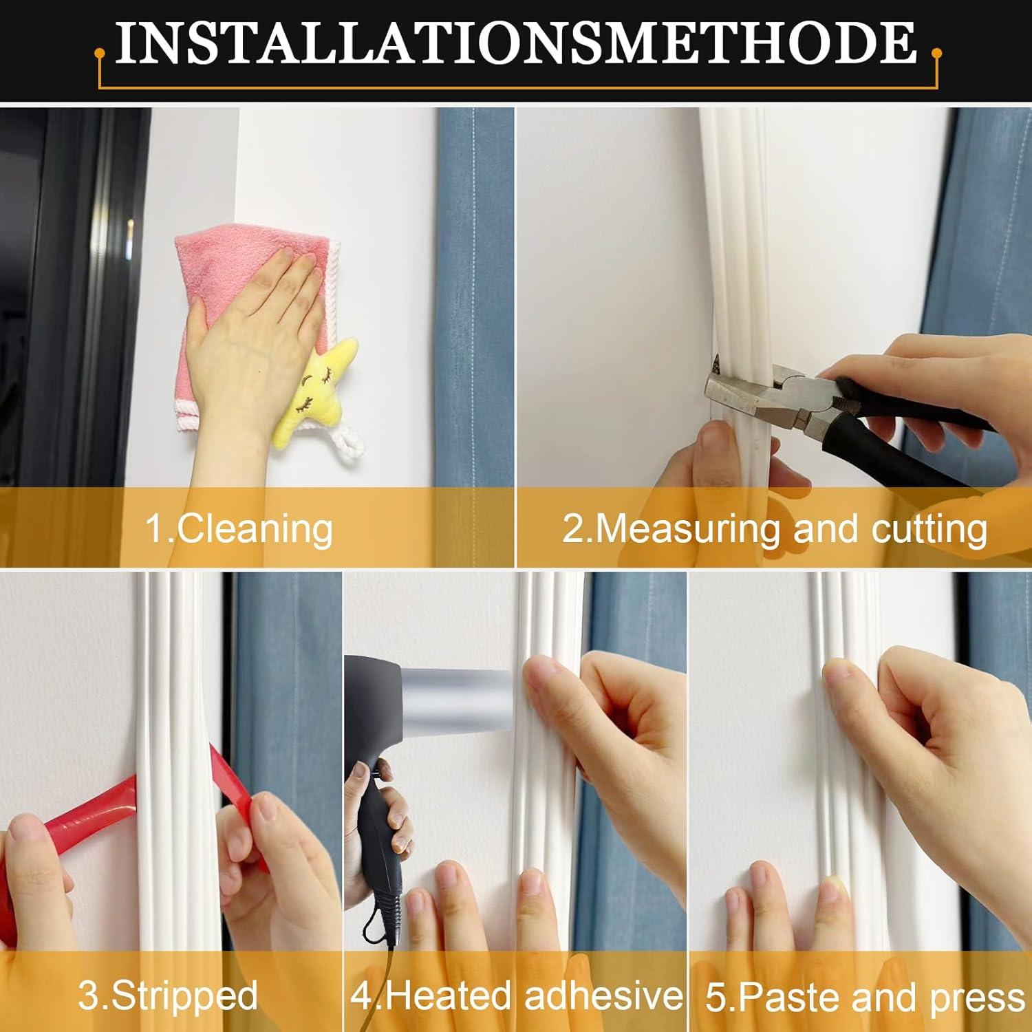 Protector de Esquina de Pared Nayotaa 3.29m Goma Flexible Blanco