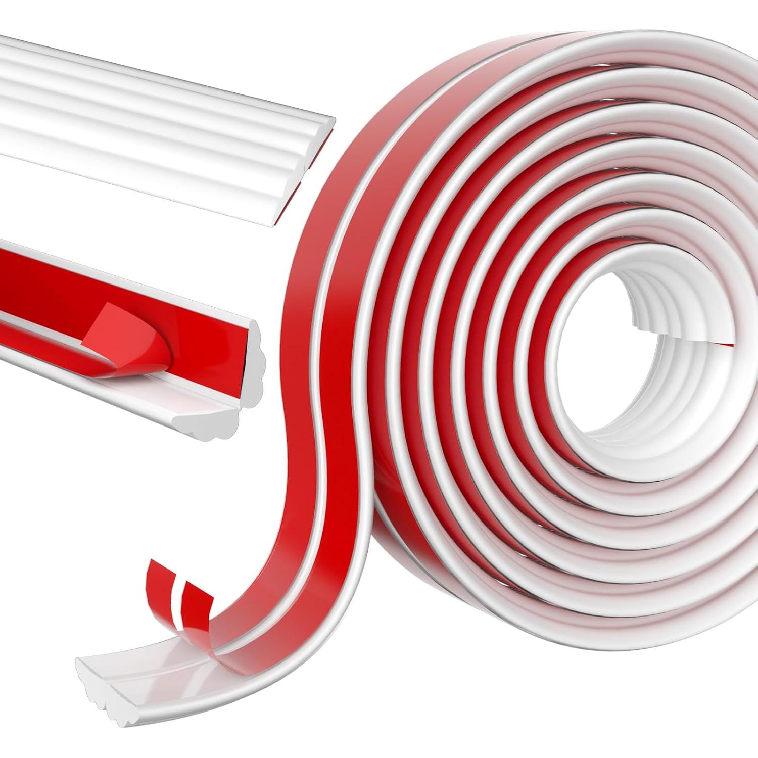 Protector de Esquina de Pared Nayotaa 3.29m Goma Flexible Blanco