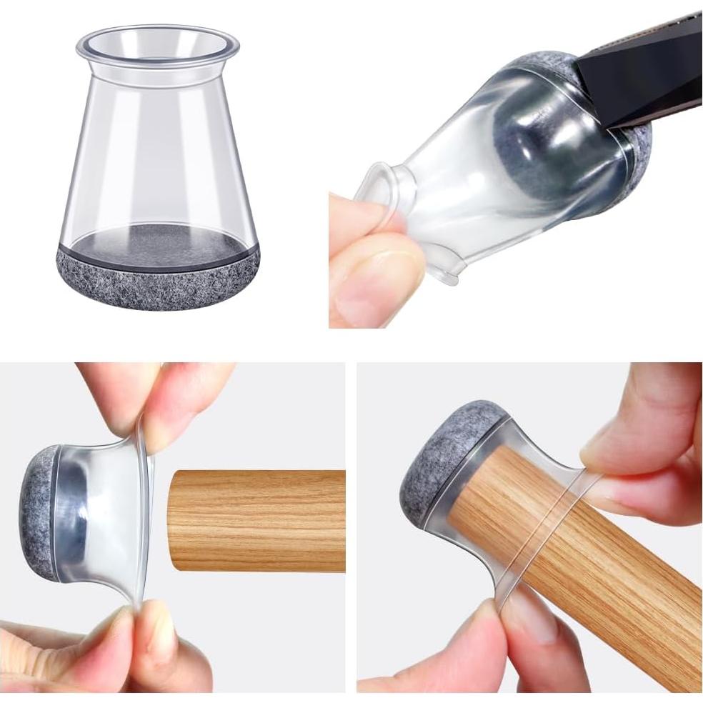 Protectores de patas de silla BUMACO silicona transparente 20 piezas
