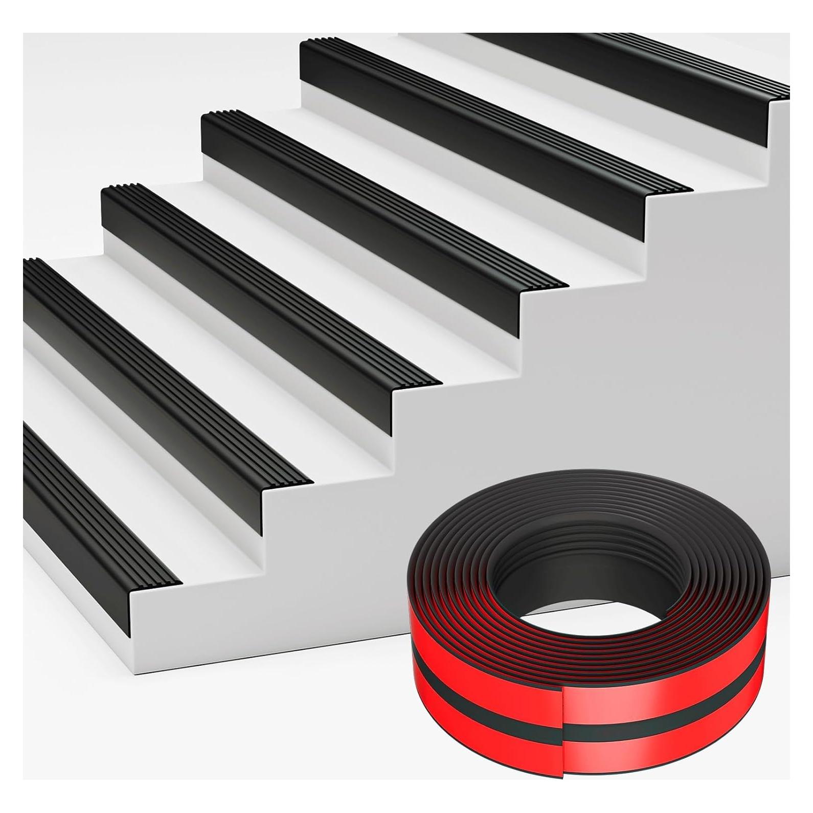 Protector de Borde de Escalera Elvone 1.0 m Negro Antideslizante