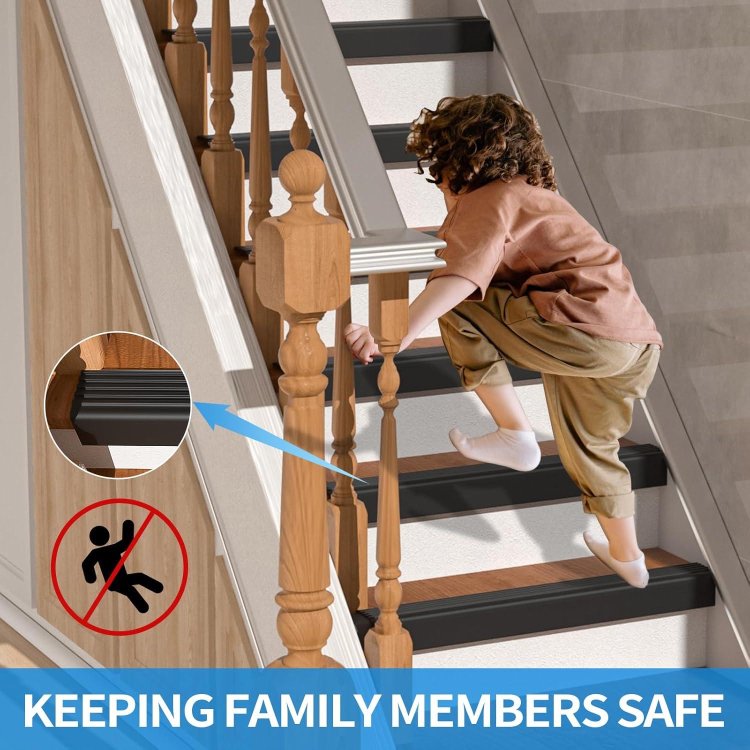 Protector de Borde de Escalera Elvone 1.0 m Negro Antideslizante