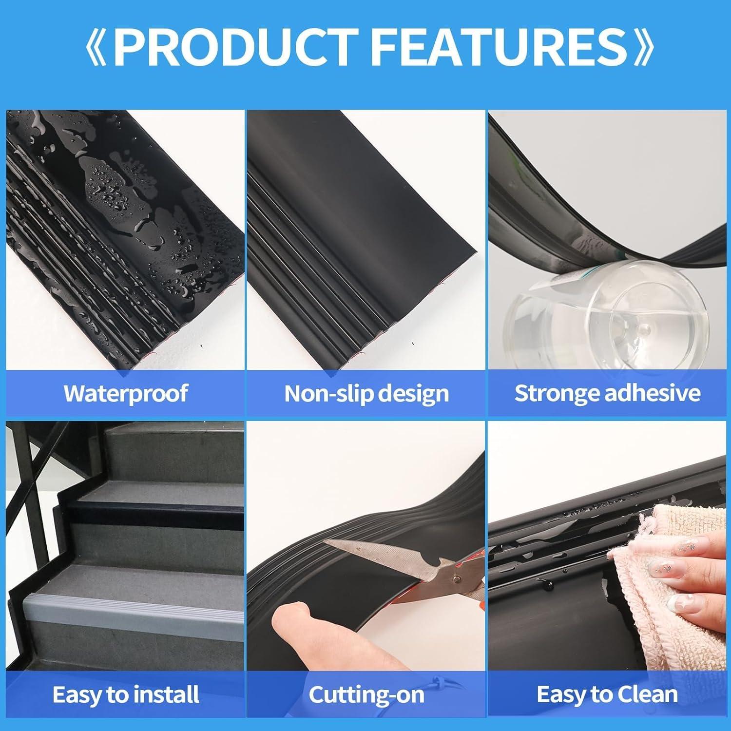 Protector de Borde de Escalera Elvone 1.0 m Negro Antideslizante