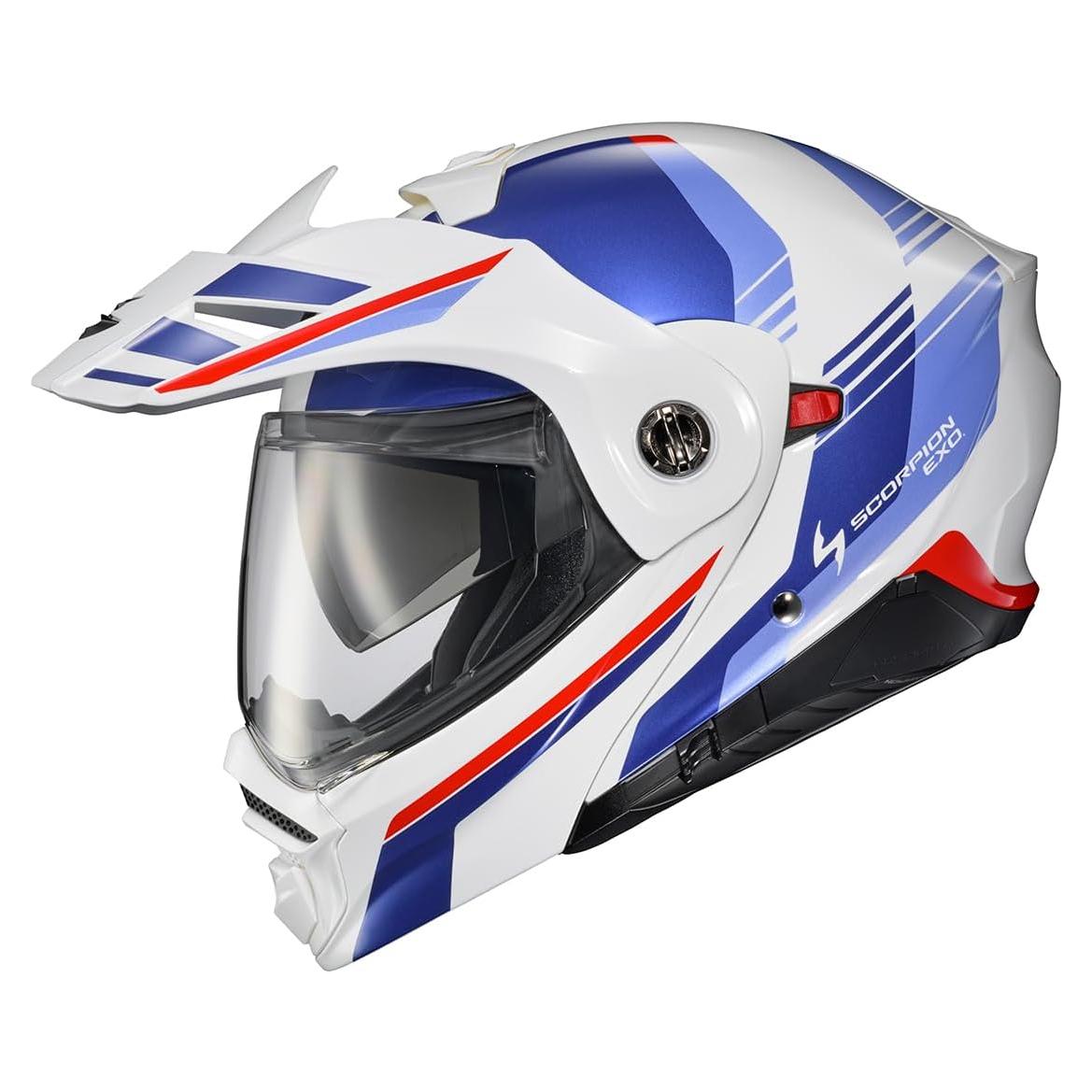 Casco Modular ScorpionEXO AT960 Aventura Mediano Blanco/Azul