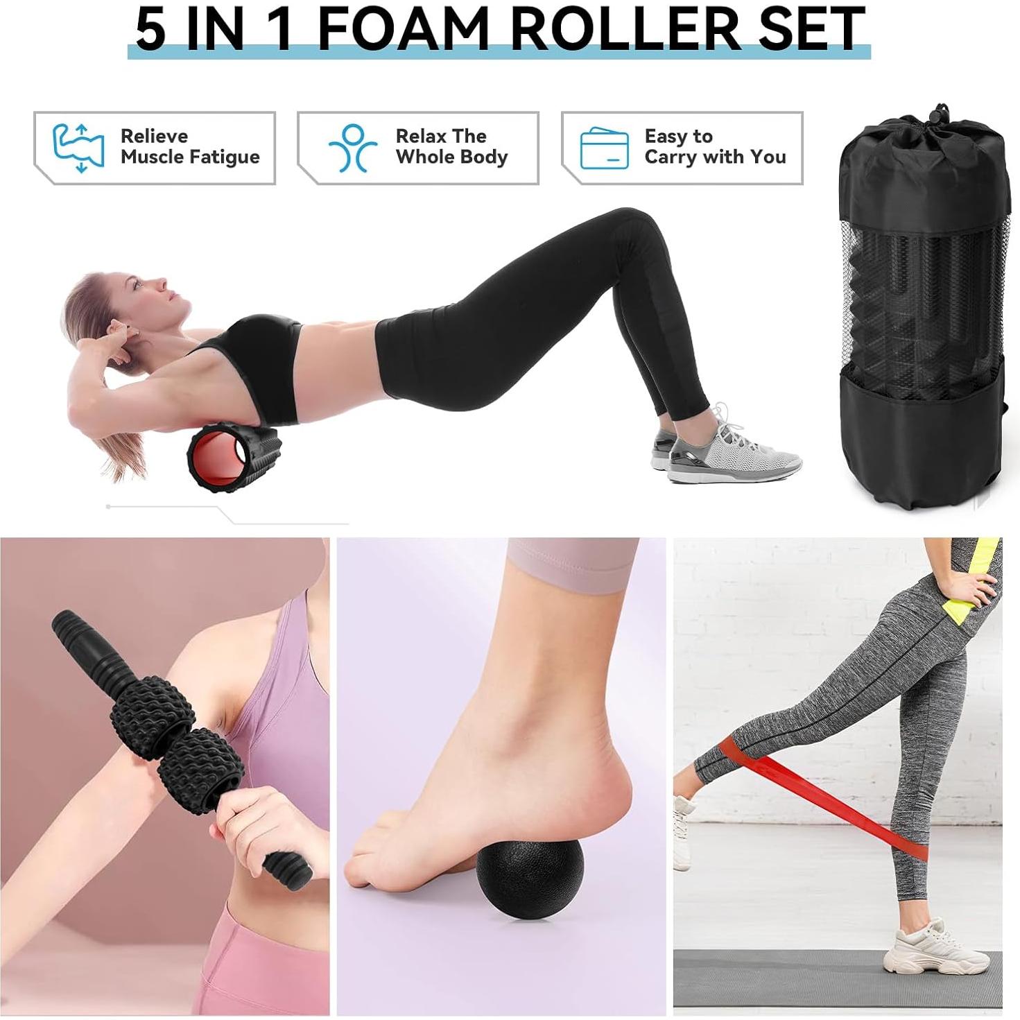 Juego de Rodillos de Espuma Zmarthumb 5 en 1 para Masaje Muscular