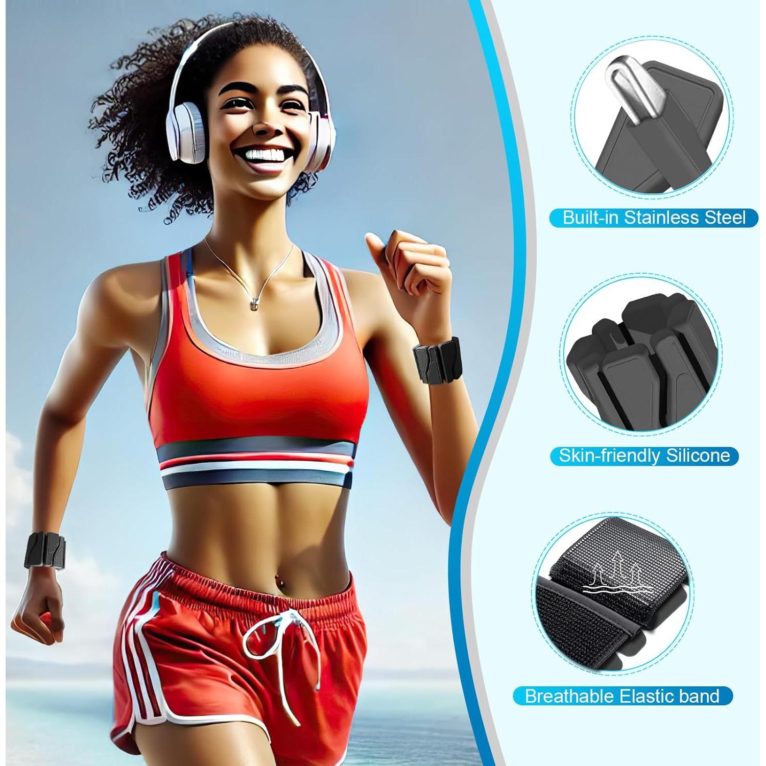 ADLIFE Adjustable Wrist Ankle Weights for Women Men Kids, 2 Lbs Wearable Arm Leg Weights Set of 2(1 Lb Each), Weighted Wristbands Exercise Weights for Walking Running Pilates Yoga Home Gym Workout