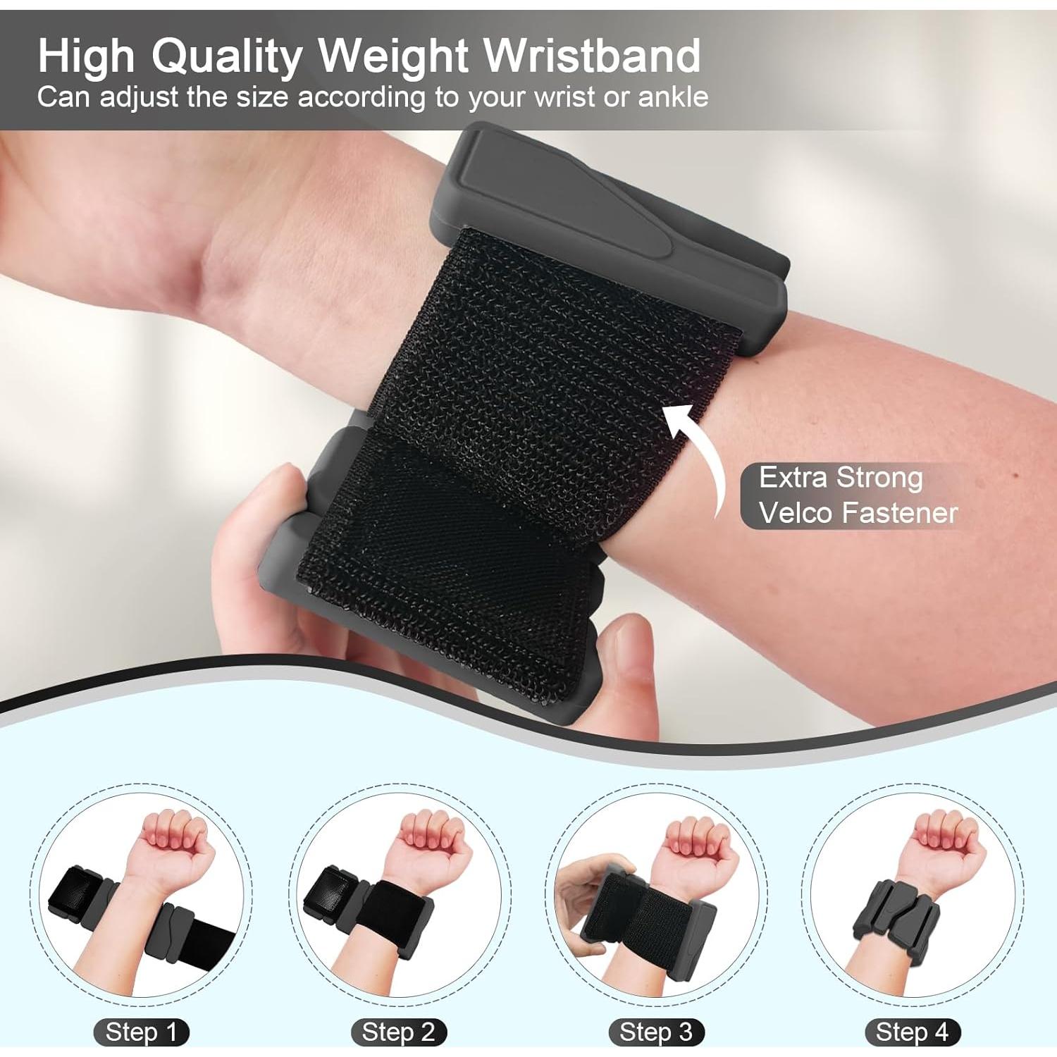 ADLIFE Adjustable Wrist Ankle Weights for Women Men Kids, 2 Lbs Wearable Arm Leg Weights Set of 2(1 Lb Each), Weighted Wristbands Exercise Weights for Walking Running Pilates Yoga Home Gym Workout