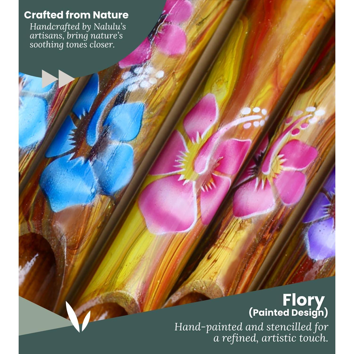 Campana de Viento de Bambú Nalulu Flory - Hecha a Mano 40 cm