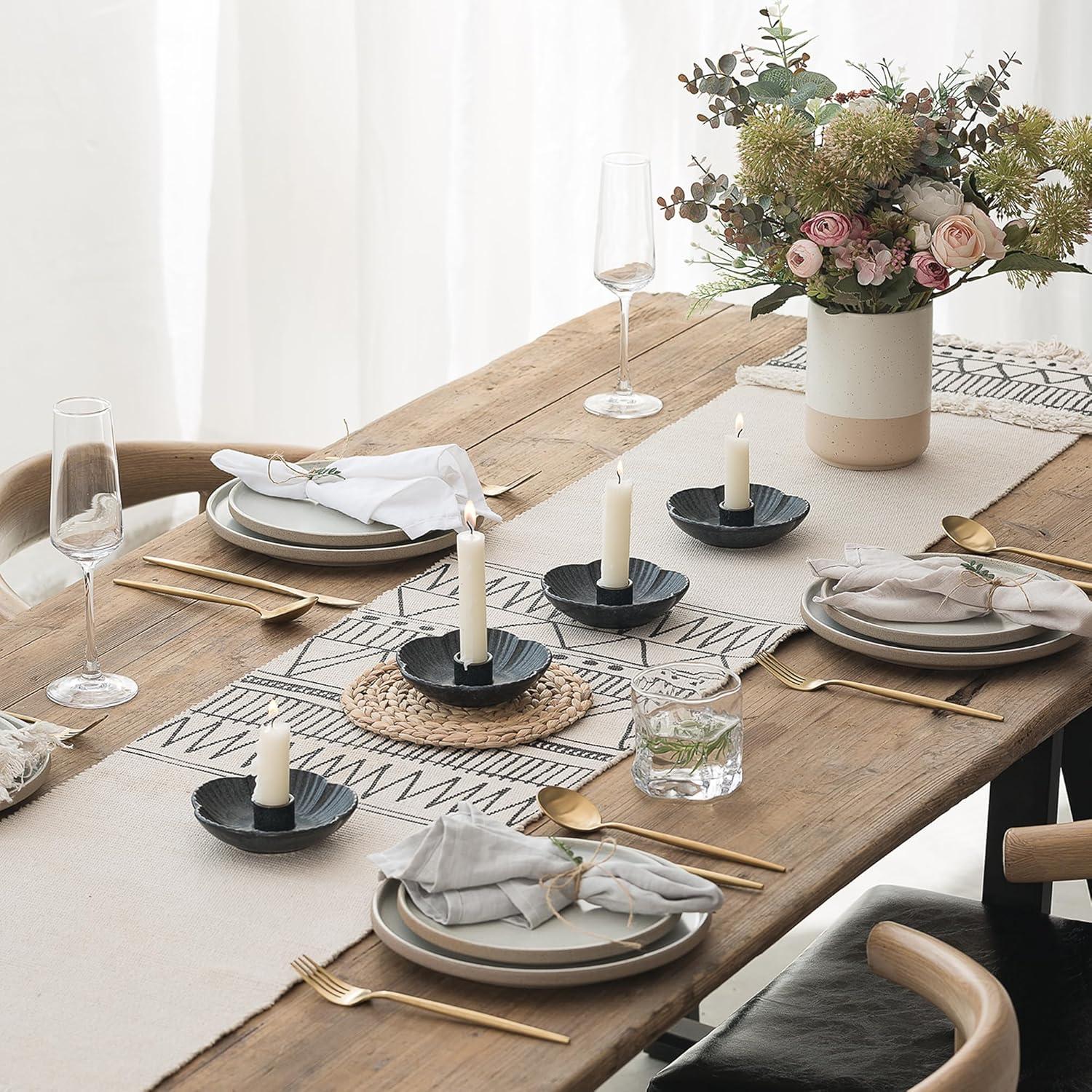 Soporte de Vela de Cerámica BEUNAIZER Negro Floral 11.94cm