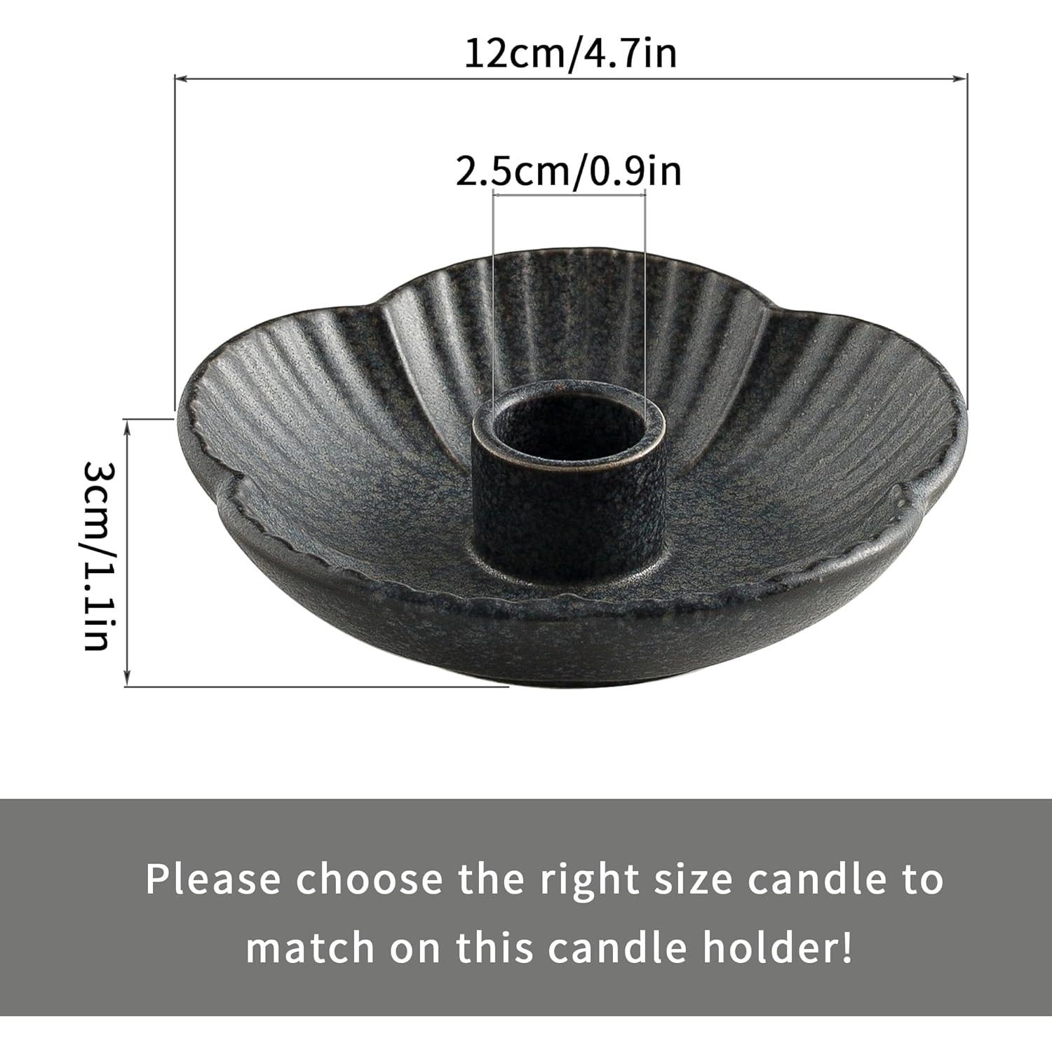 Soporte de Vela de Cerámica BEUNAIZER Negro Floral 11.94cm