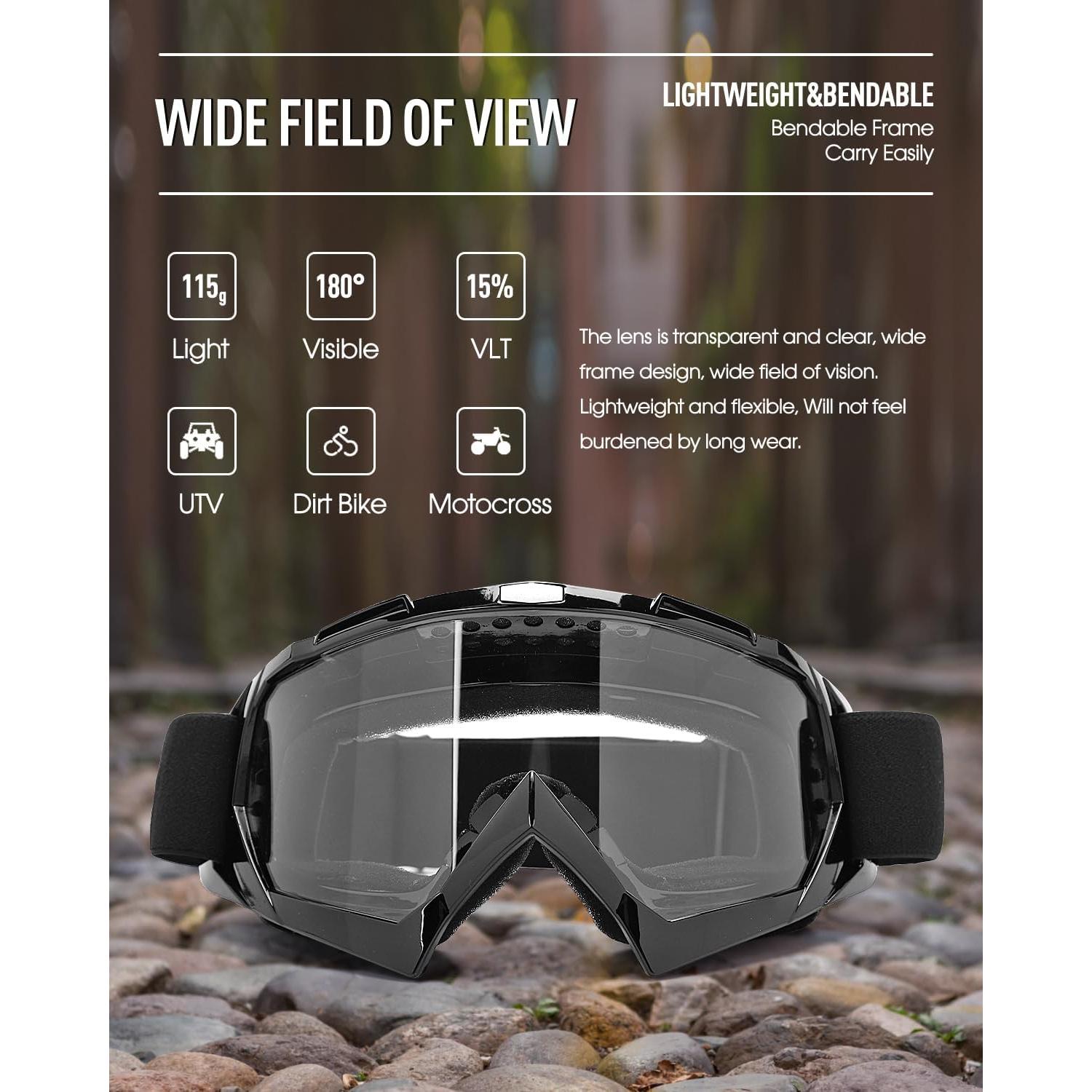 Gafas de Motocross Beyisi con Lentes UV400 y Ajuste Cómodo