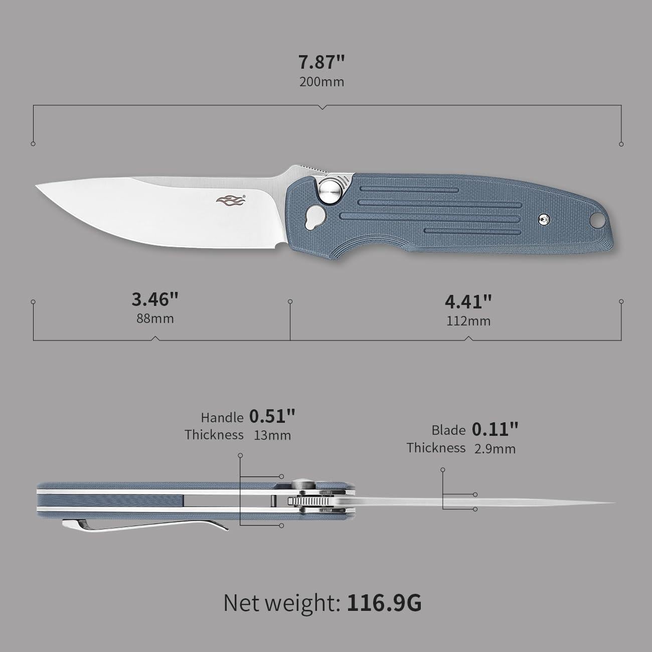 Cuchillo Plegable Firebird FH926-BK Acero D2 Mango G10 Negro