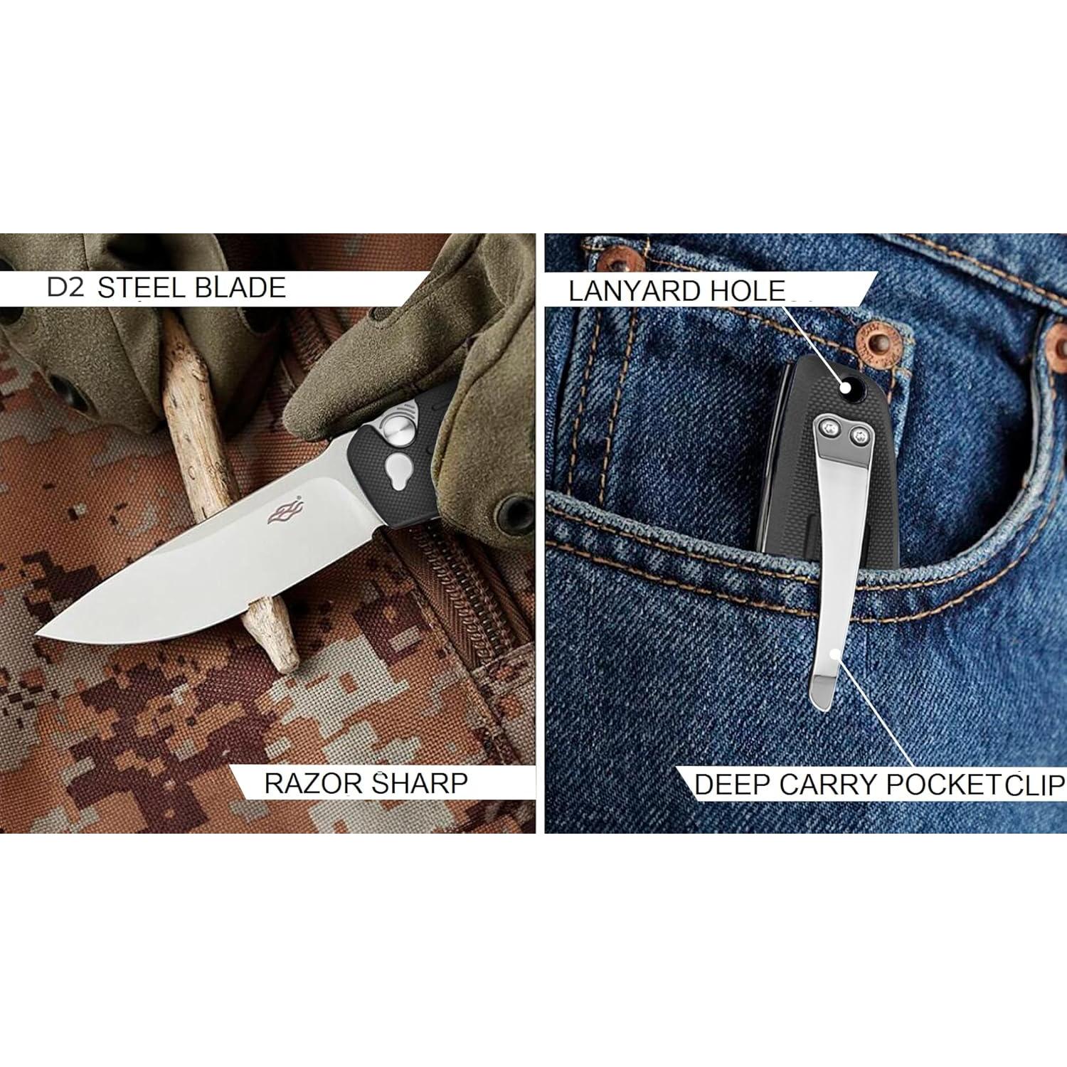 Cuchillo Plegable Firebird FH926-BK Acero D2 Mango G10 Negro