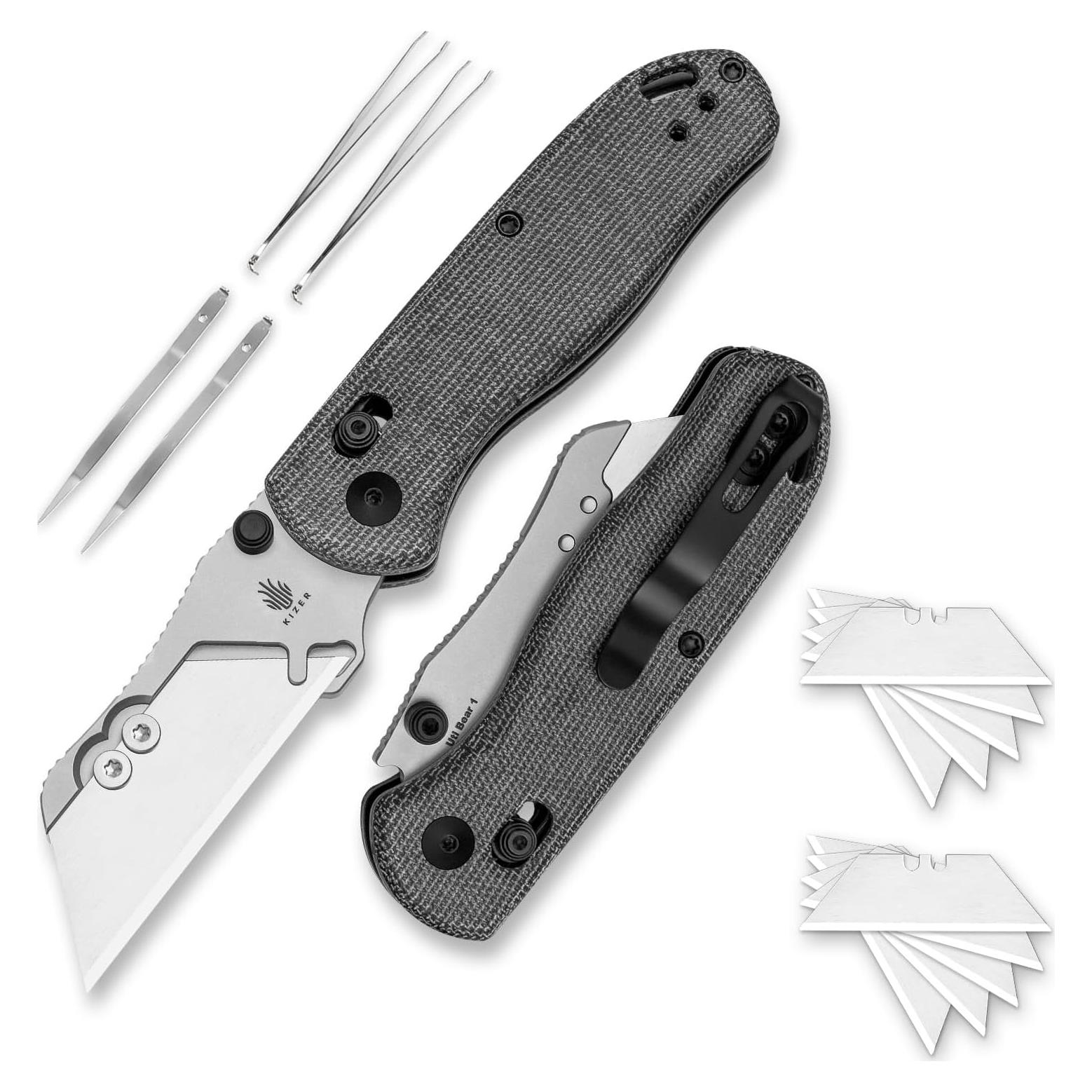 Cuchillo Utility Plegable Kizer Drop Bear Micarta Negro EDC