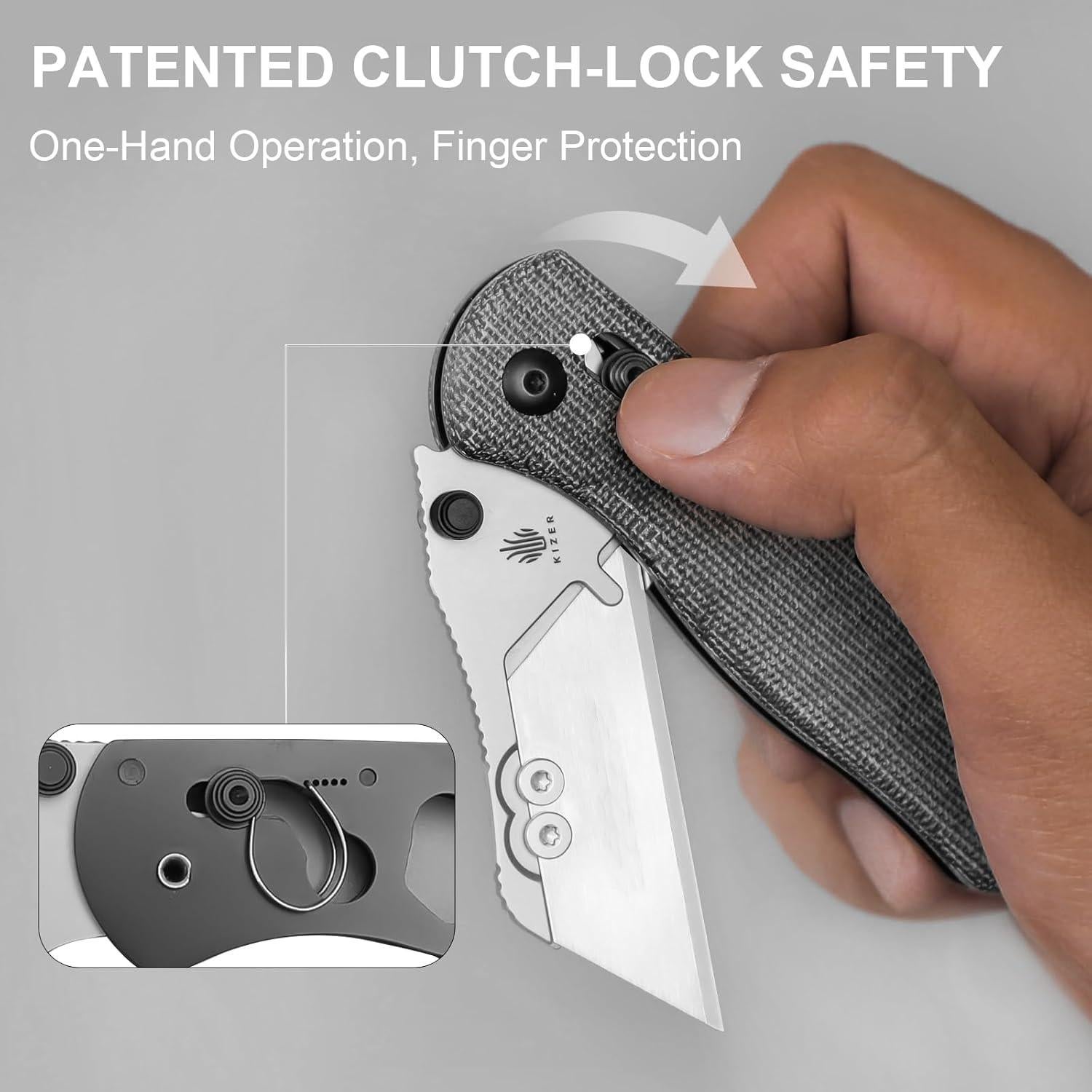 Cuchillo Utility Plegable Kizer Drop Bear Micarta Negro EDC